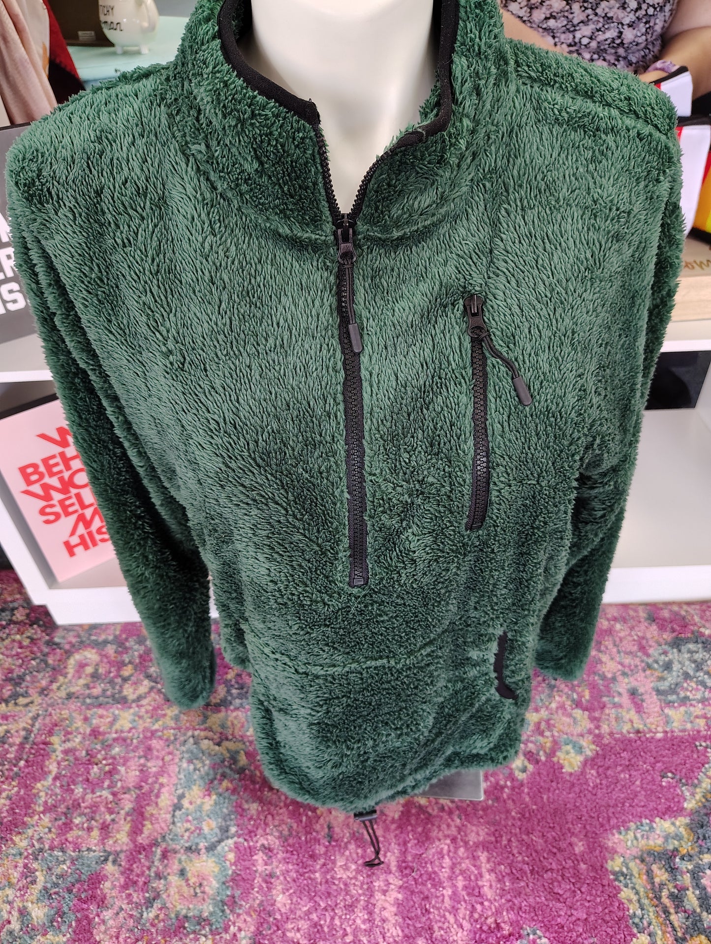 No Boundaries NWT green fuzzy sherpa half zip sweatshirt xxl