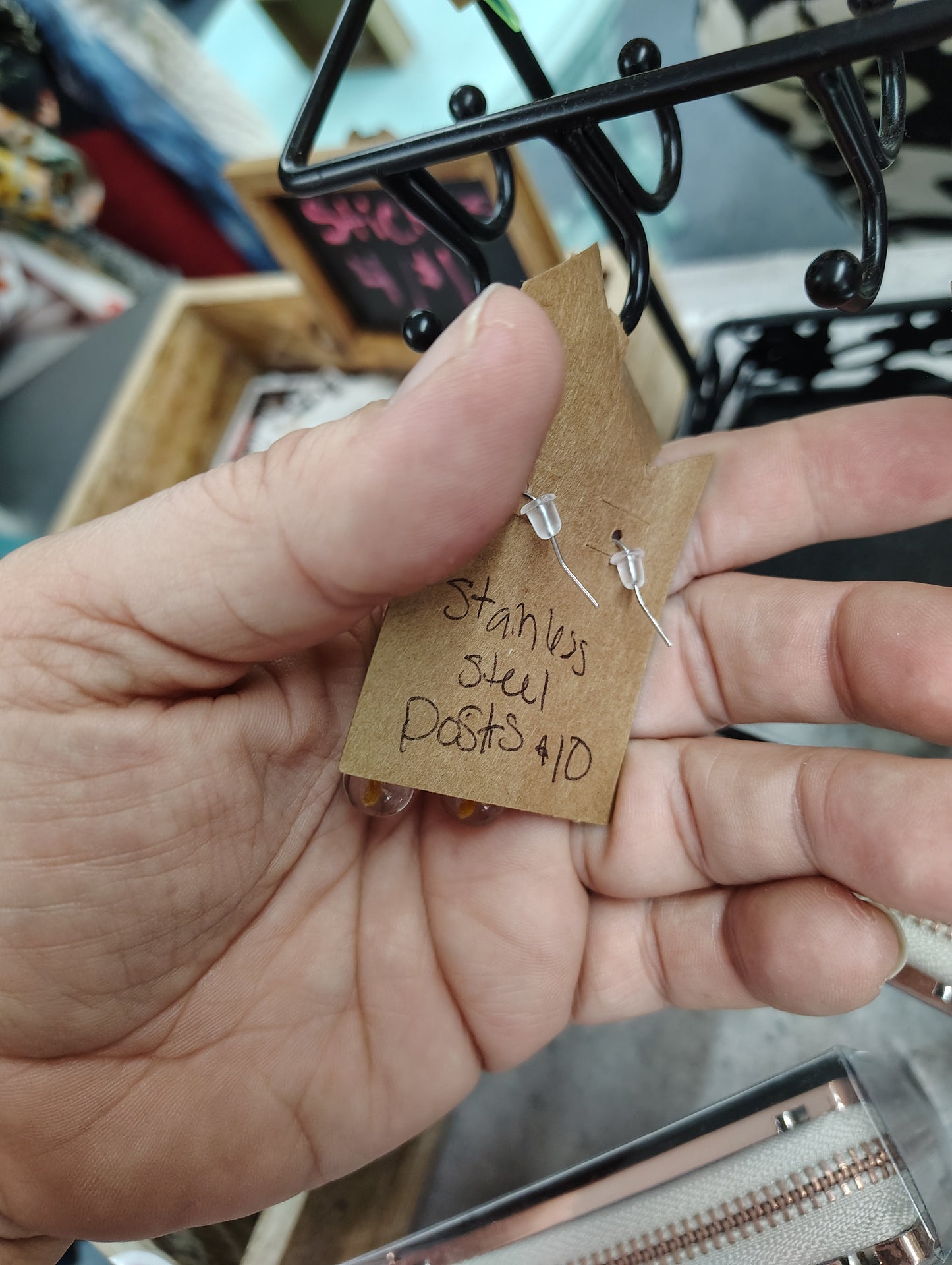 Multicolored mushroom handmade dangle earrings