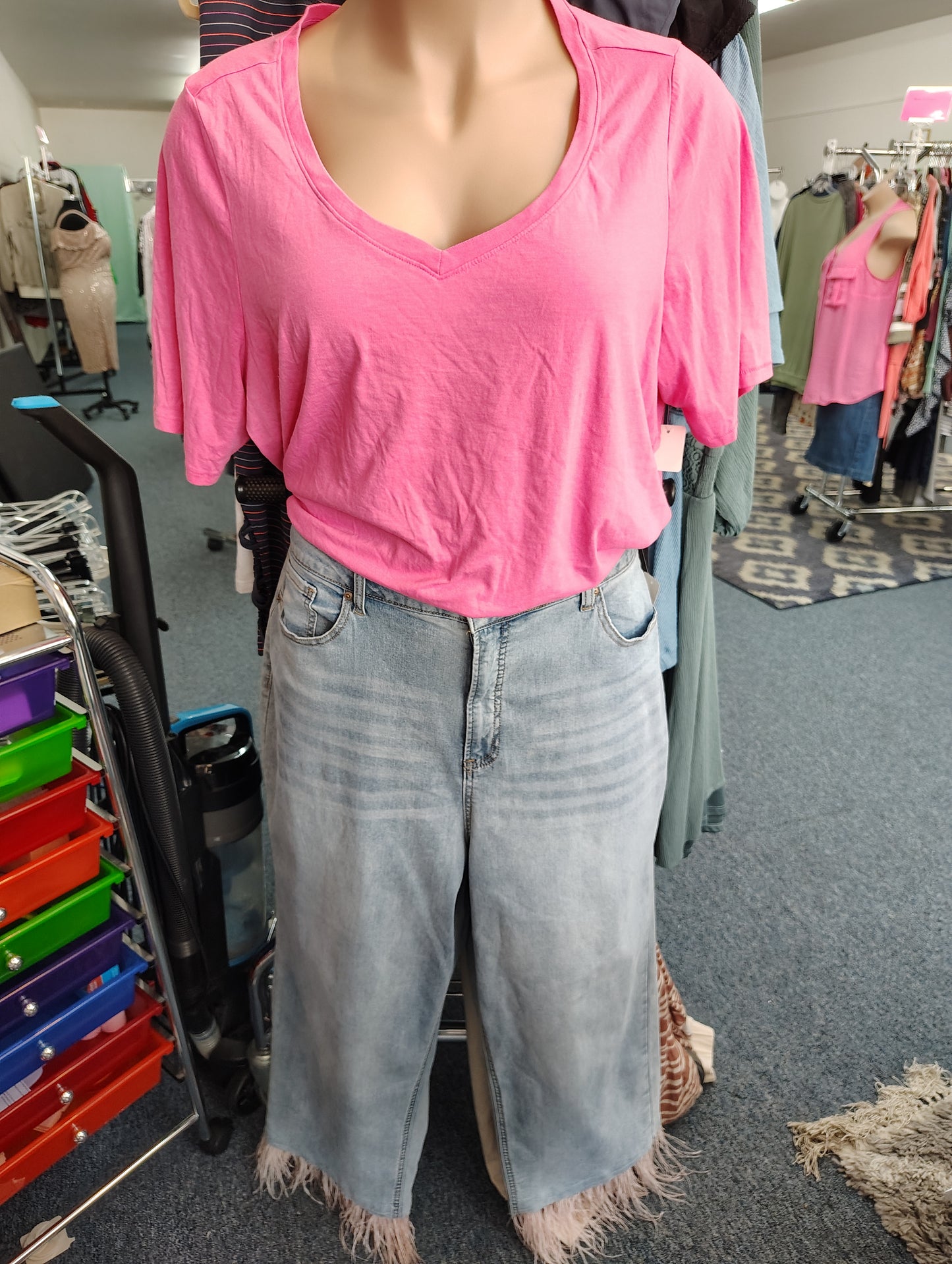 Cato high rise straight capri jeans with fringe NWT size 22W