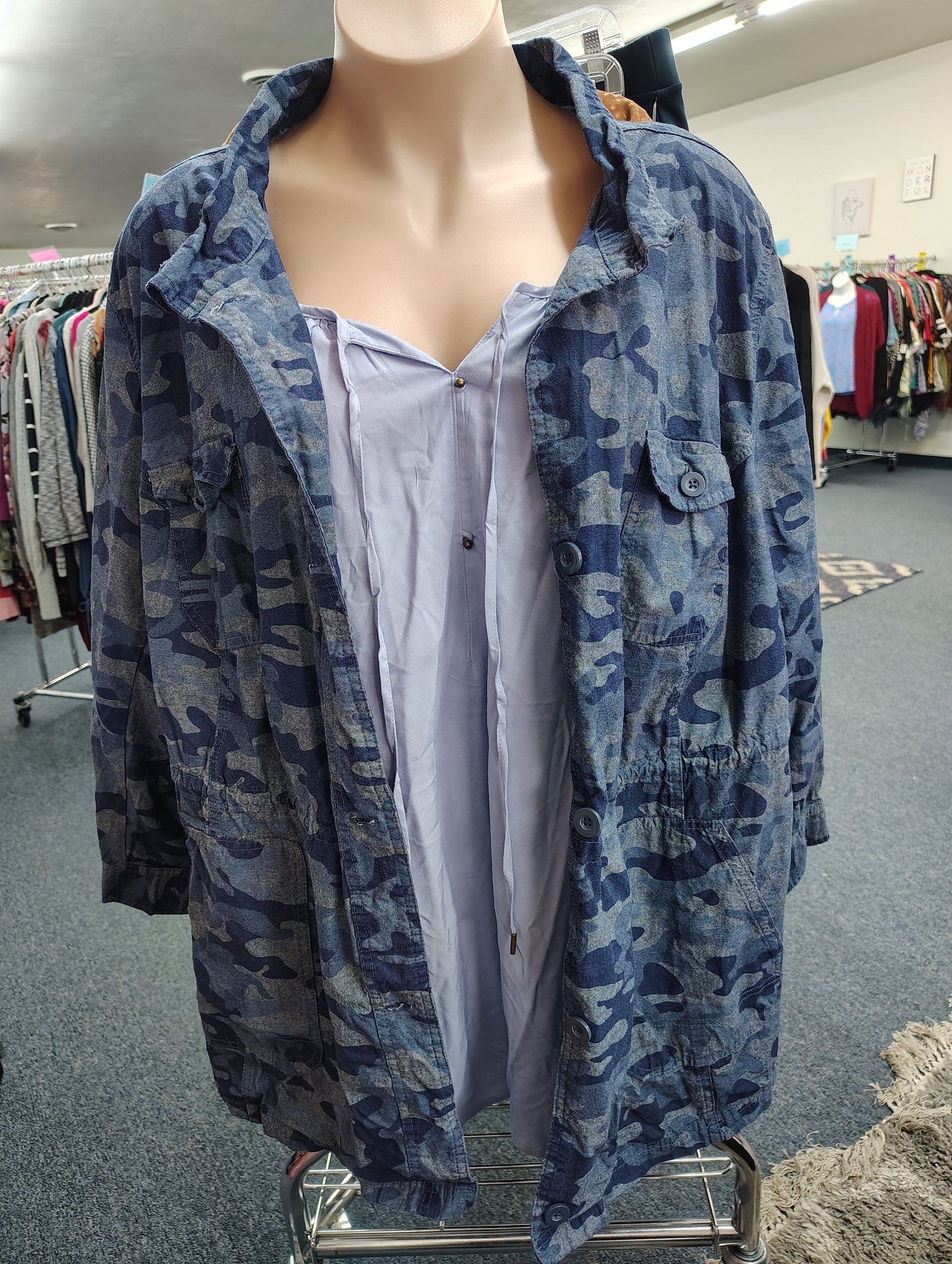 Woman Within denim jacket camo print size 5x