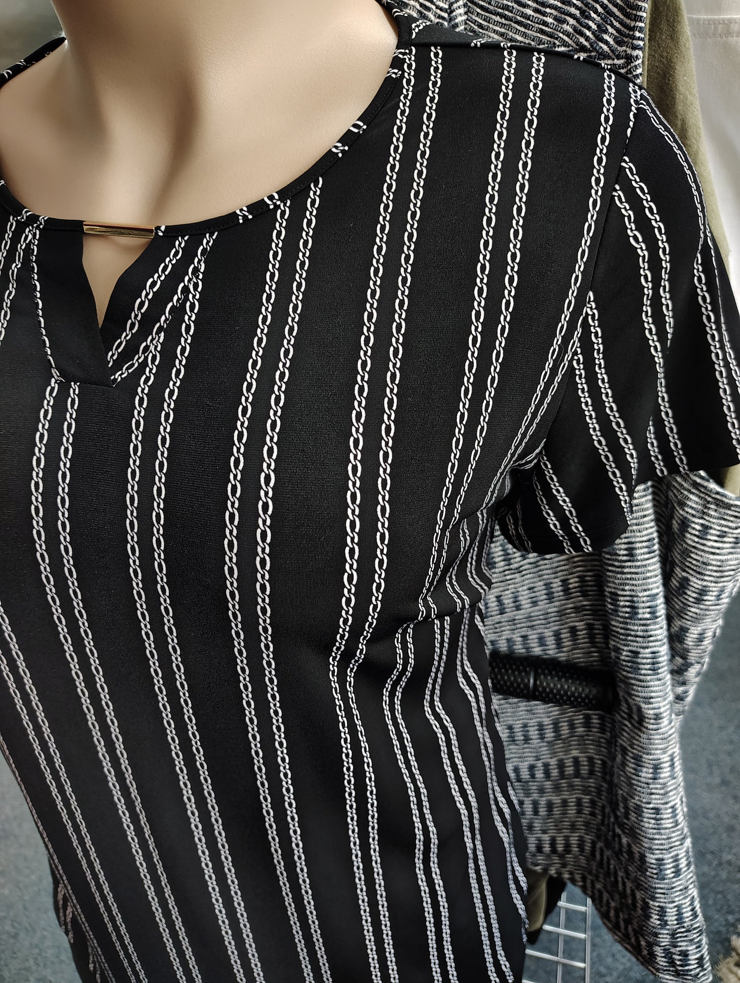 Liz Claiborne black white striped dress top size xxl