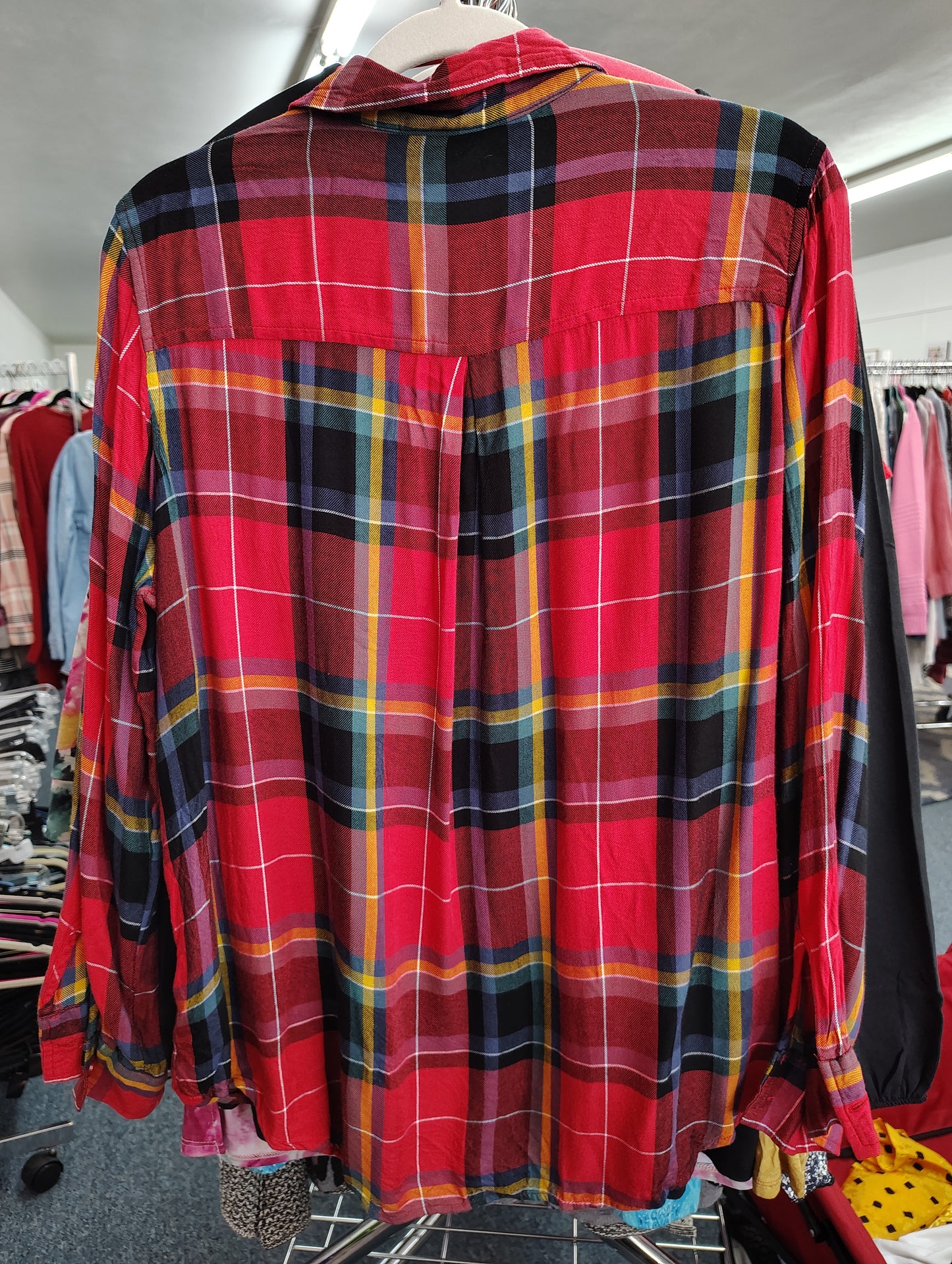 Terra & Sky plaid button front flannel shirt 0x