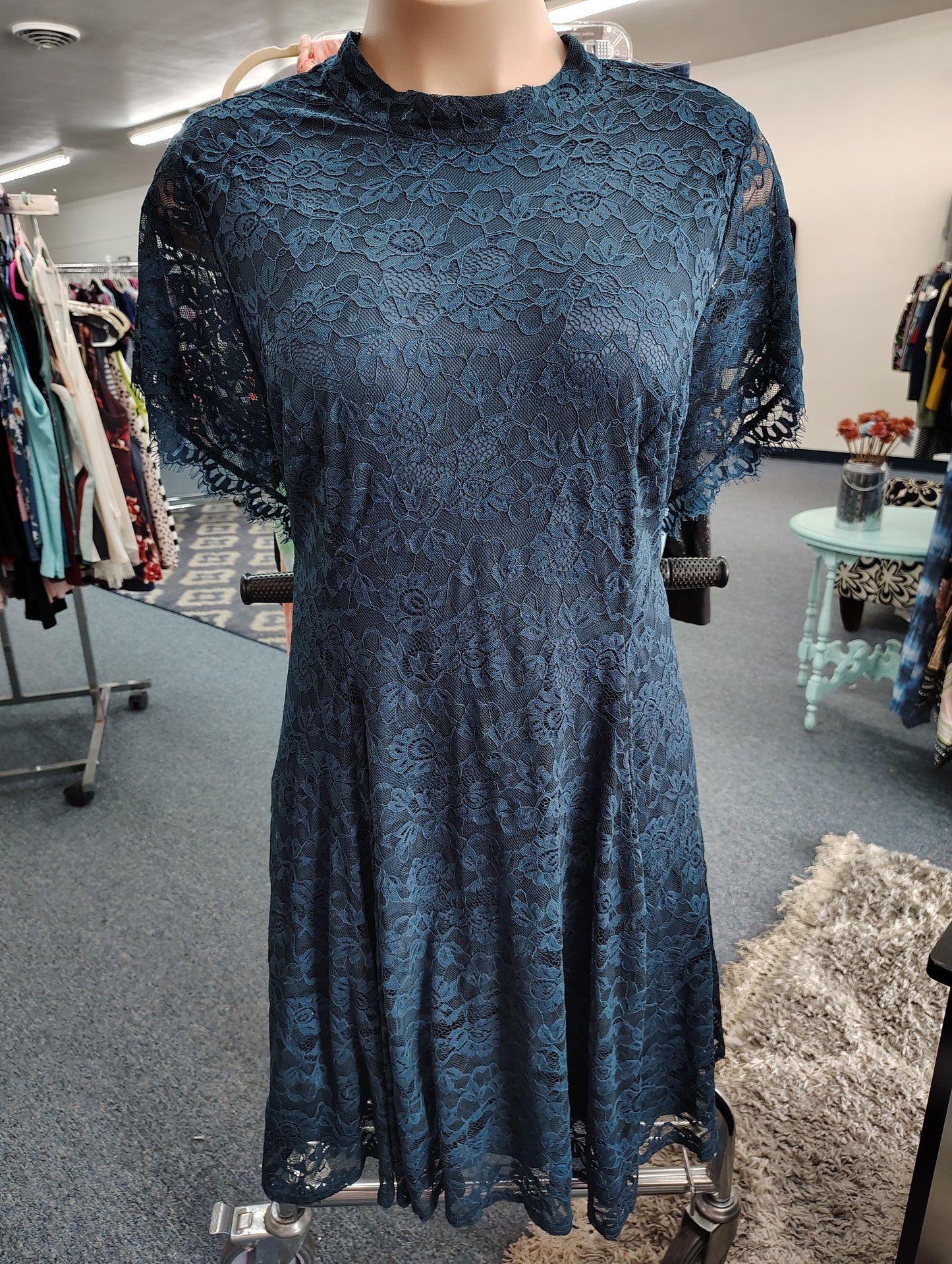 Torrid teal lace high neck a-line dress size 5x