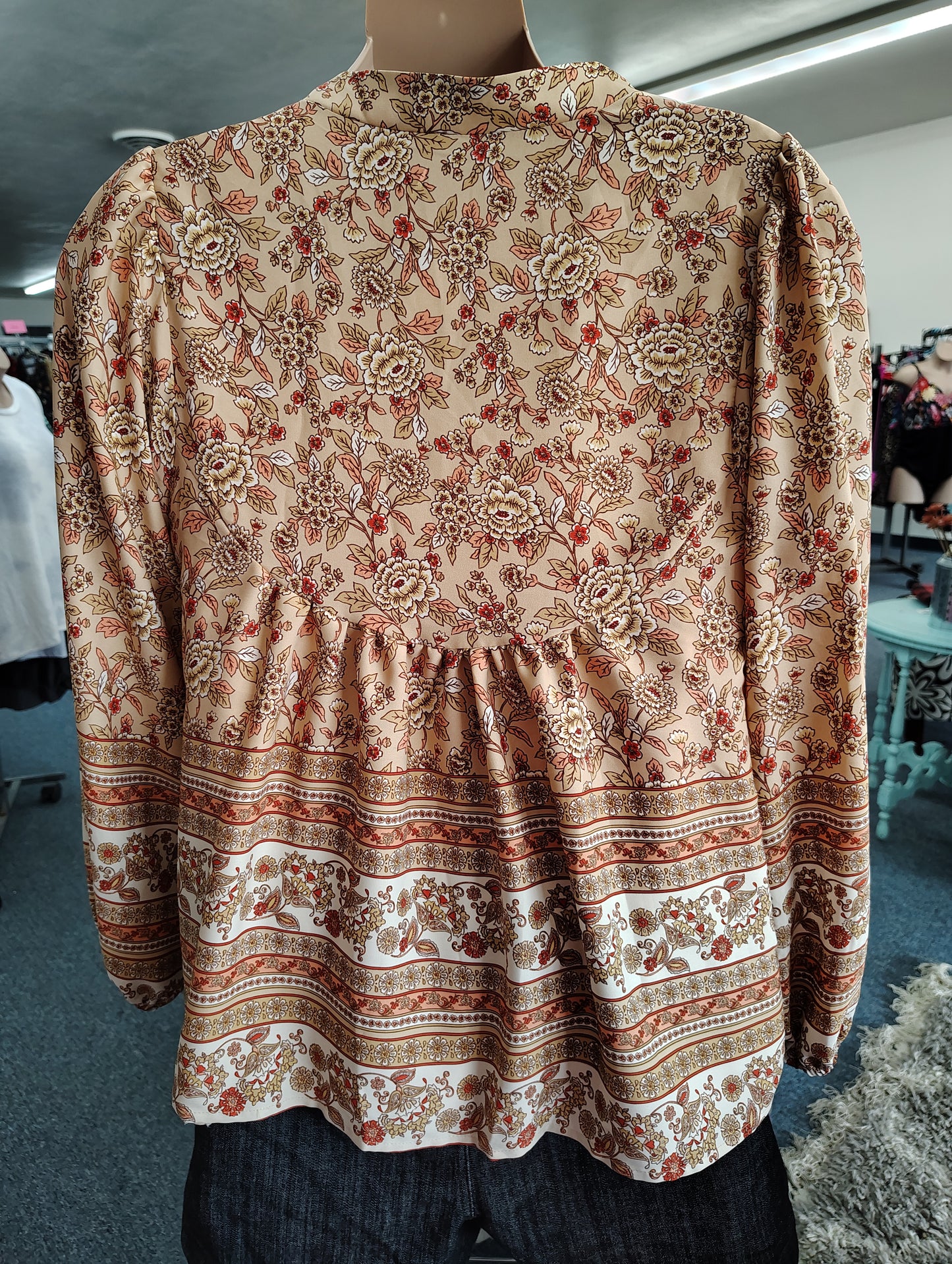 Floral button front top size XL