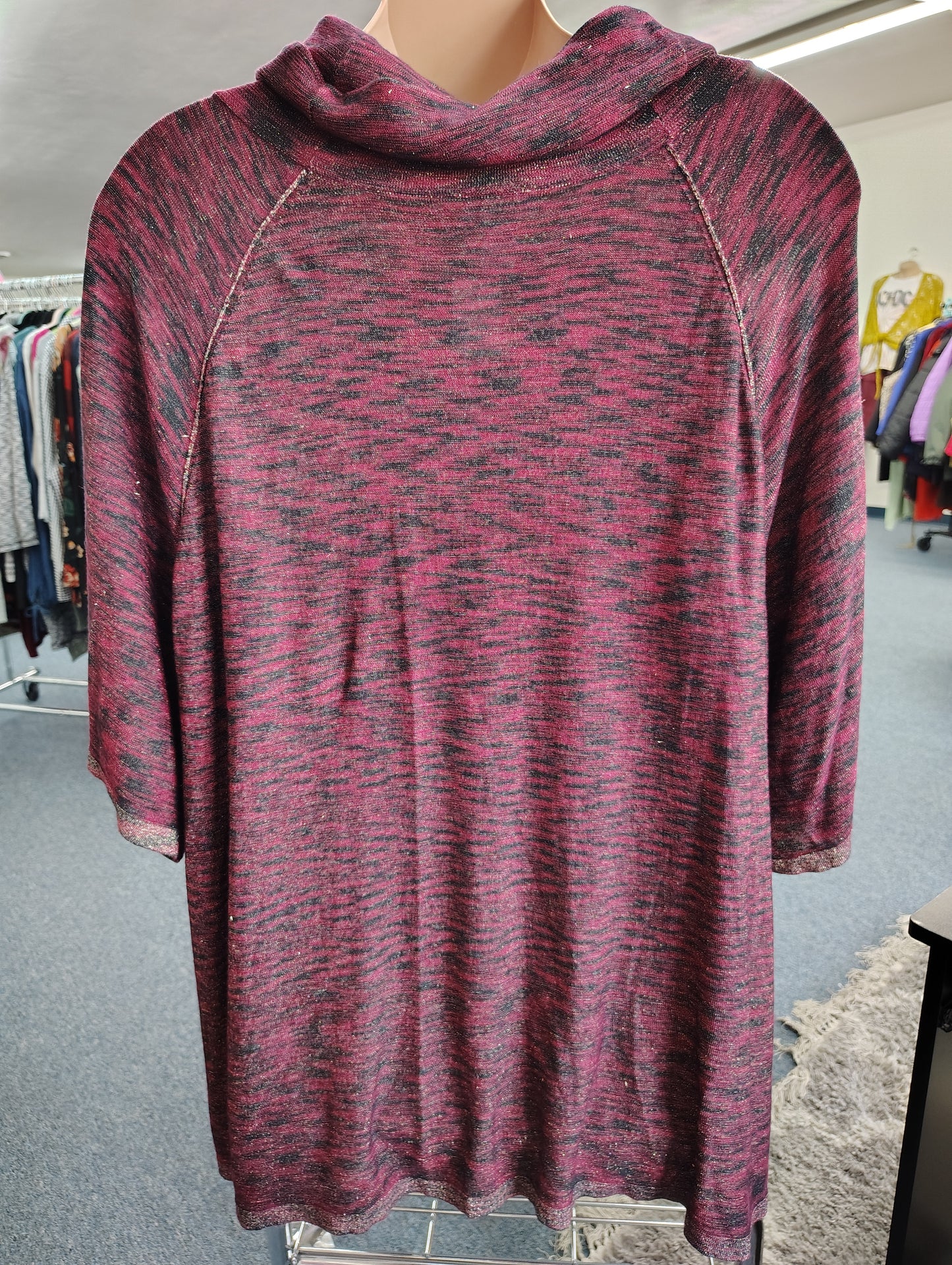 Catherines glitter red and black cowl neck top size 5x