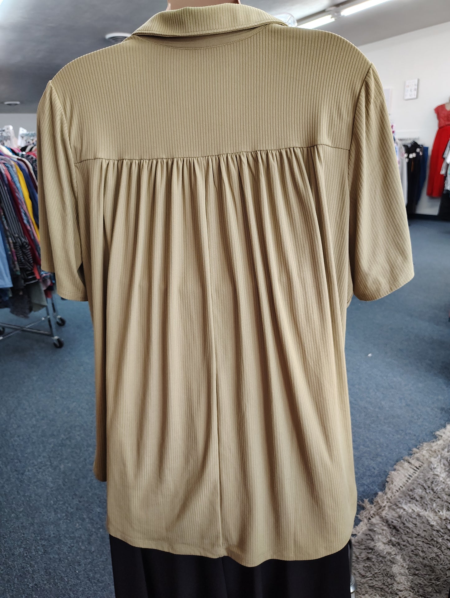 Lane Bryant green ribbed polo top size 4x