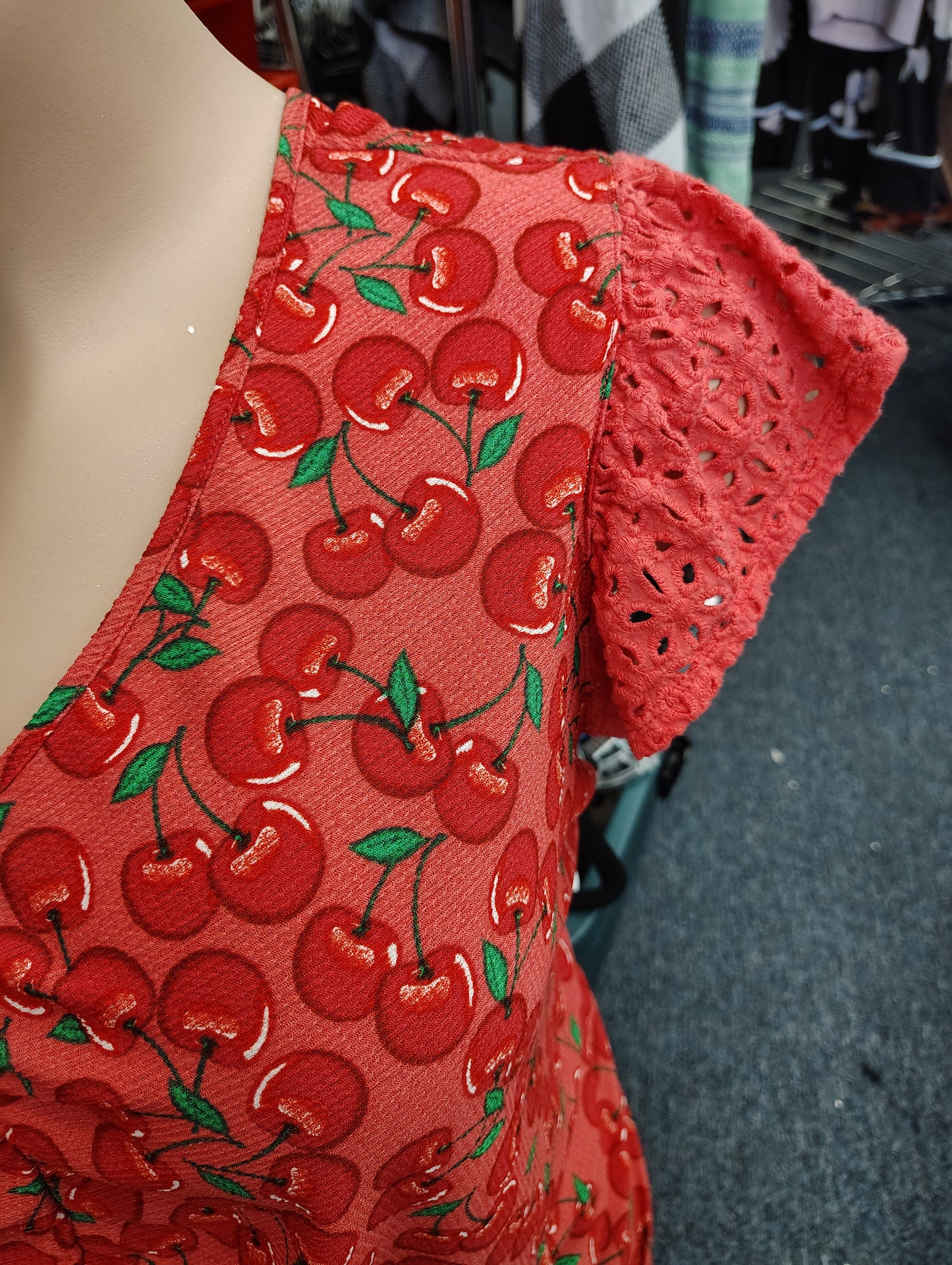 Cato ruched front ruffle sleeve cherry top size 3x