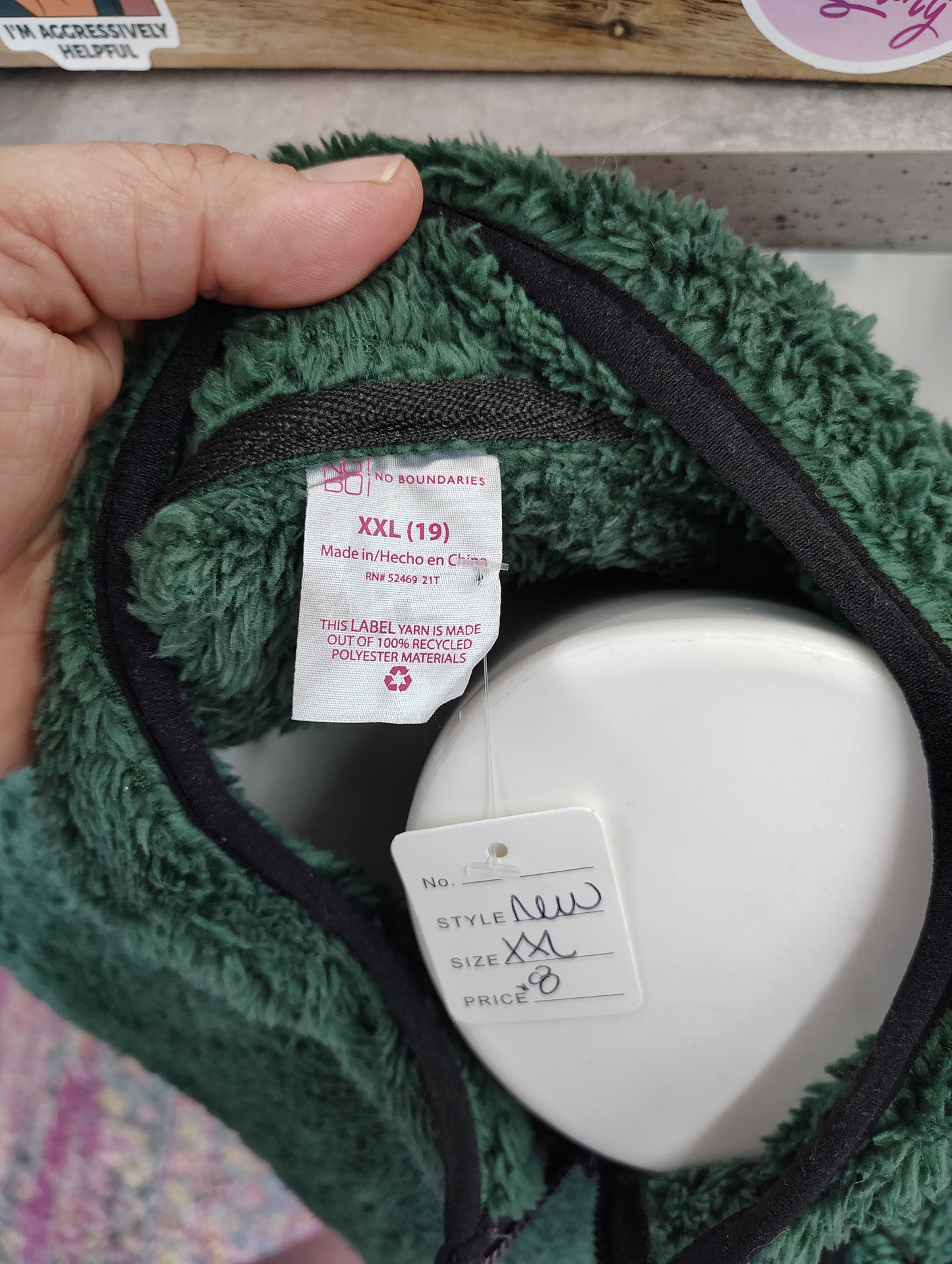 No Boundaries NWT green fuzzy sherpa half zip sweatshirt xxl