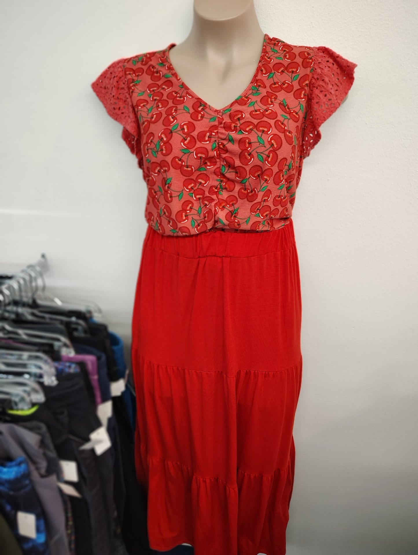 Cato ruched front ruffle sleeve cherry top size 3x