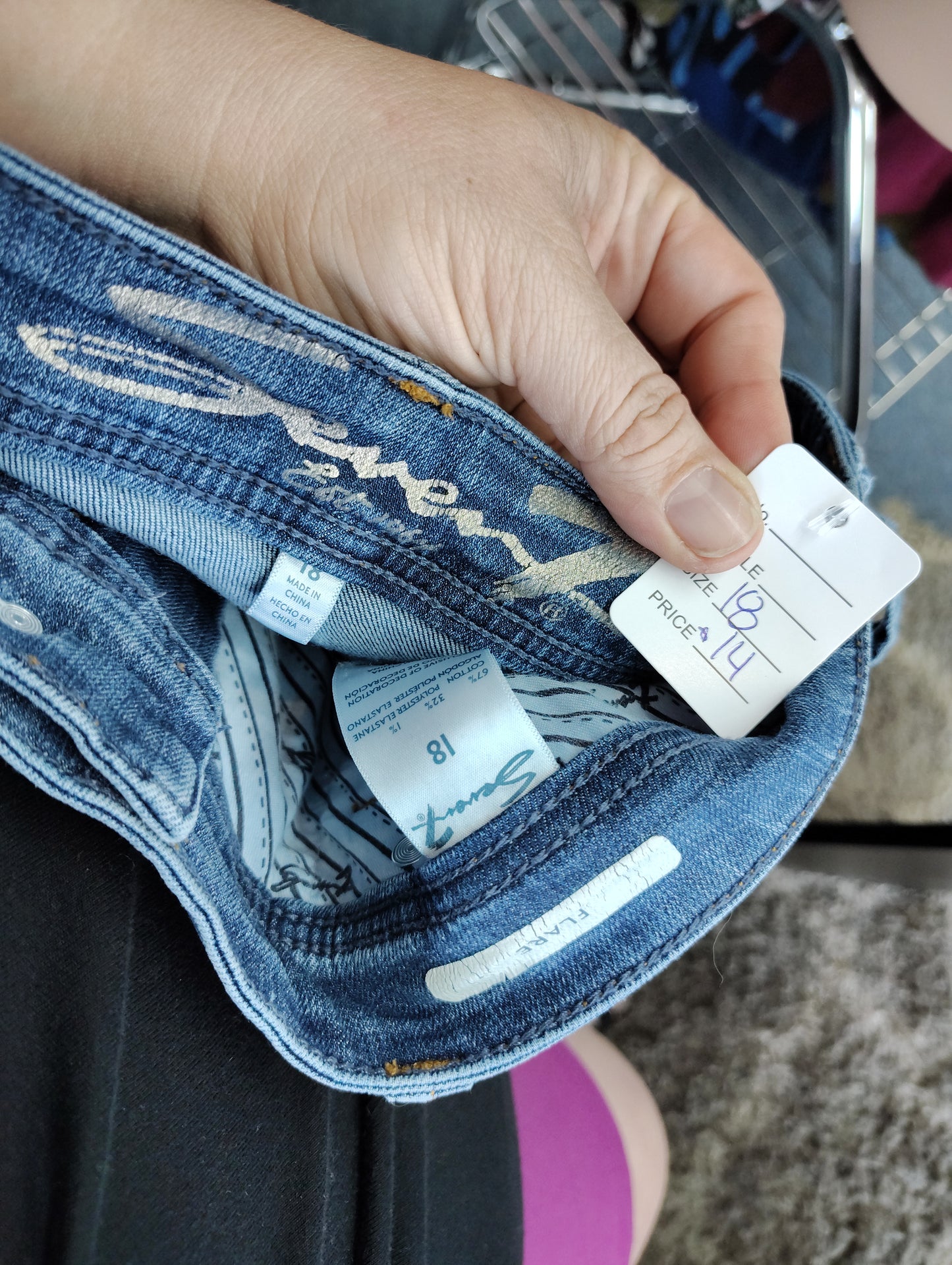 Seven flare jeans with bling embellishments size 18