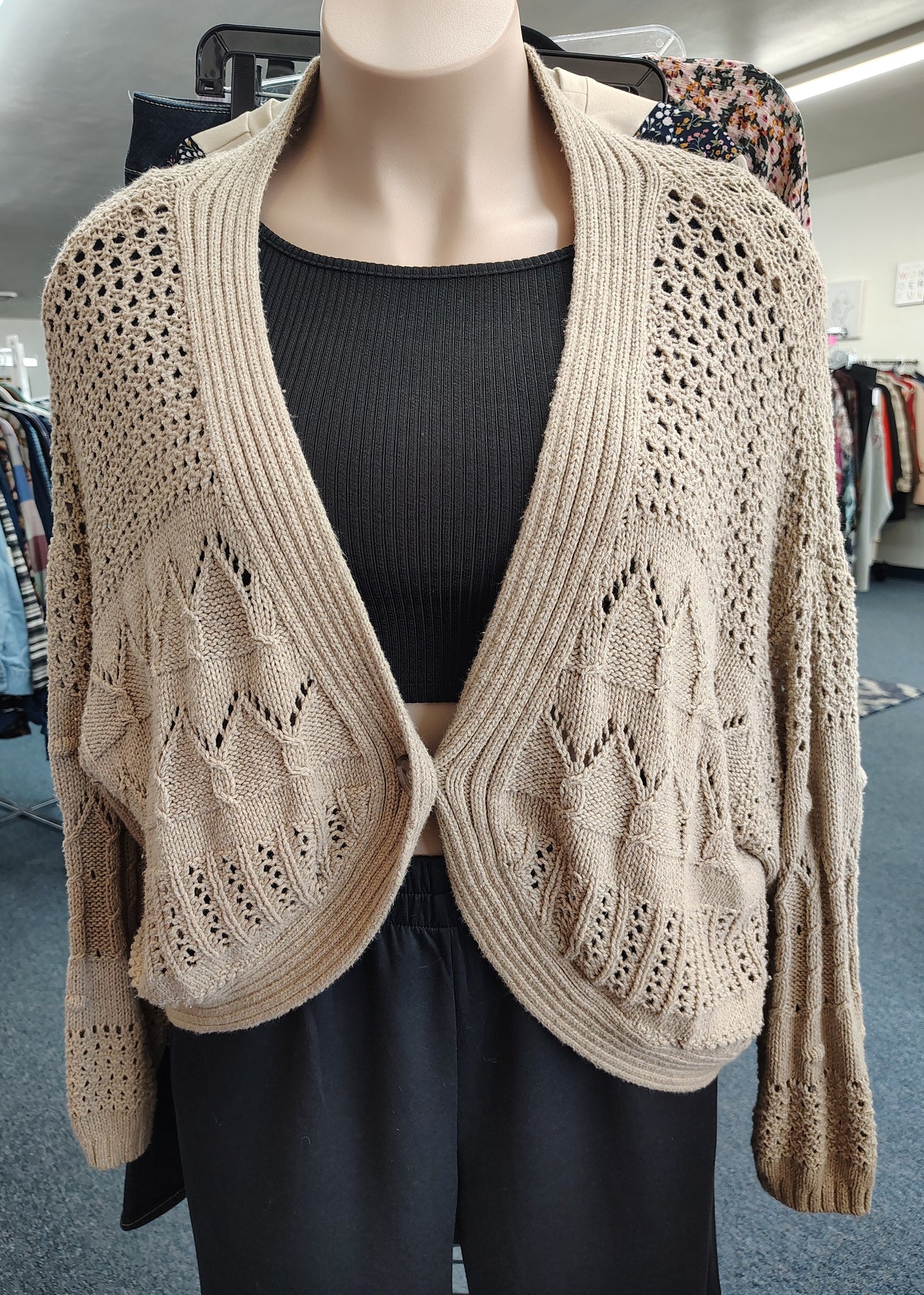 Old Navy brown crochet cardigan size XXL