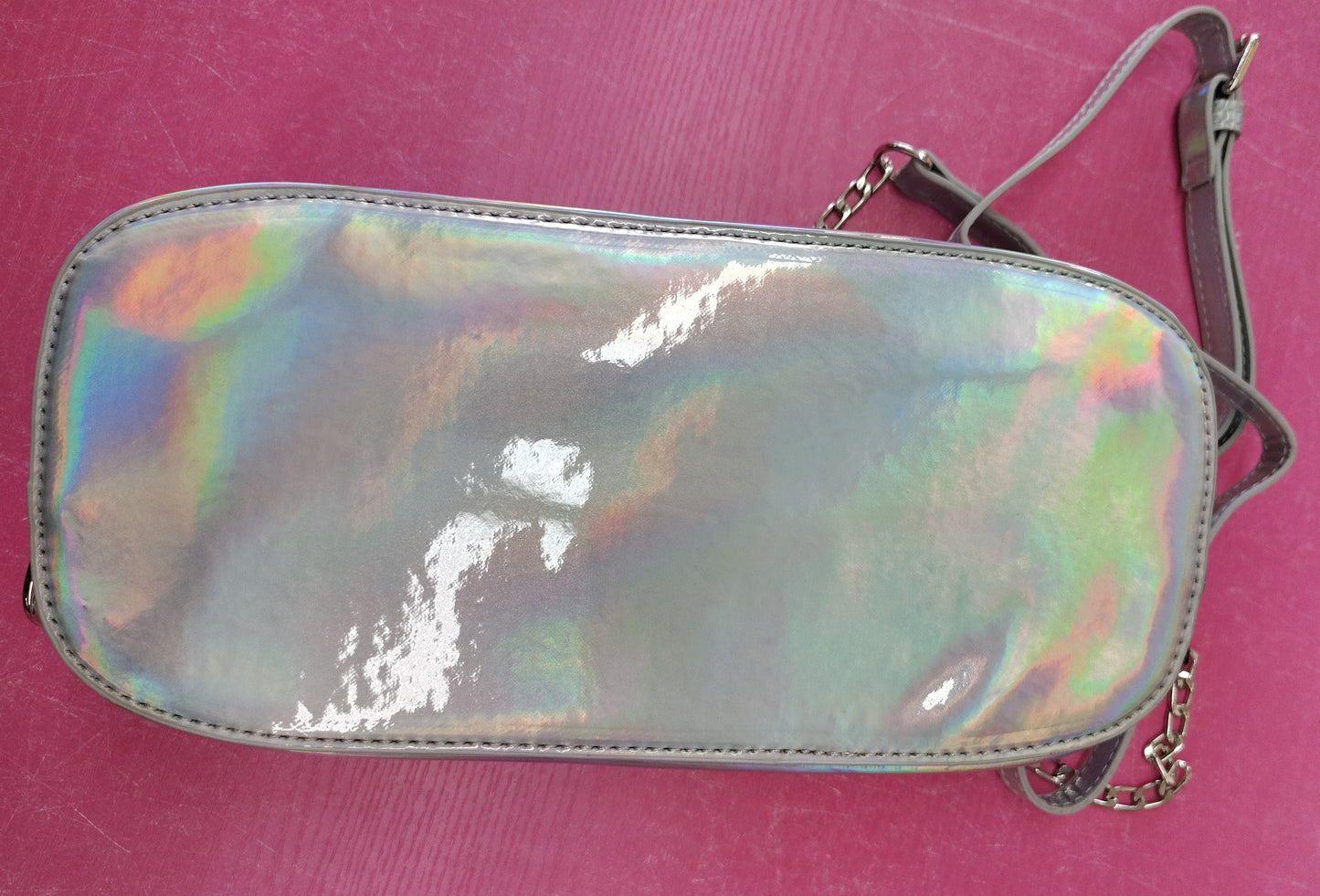 Retro cell phone zip top bag new shiny silver