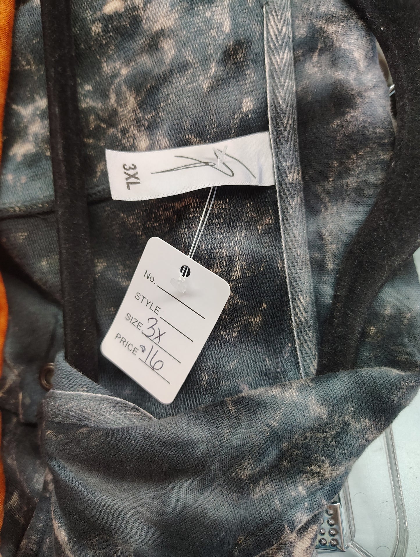 Acid washed black shacket button front top size 3x