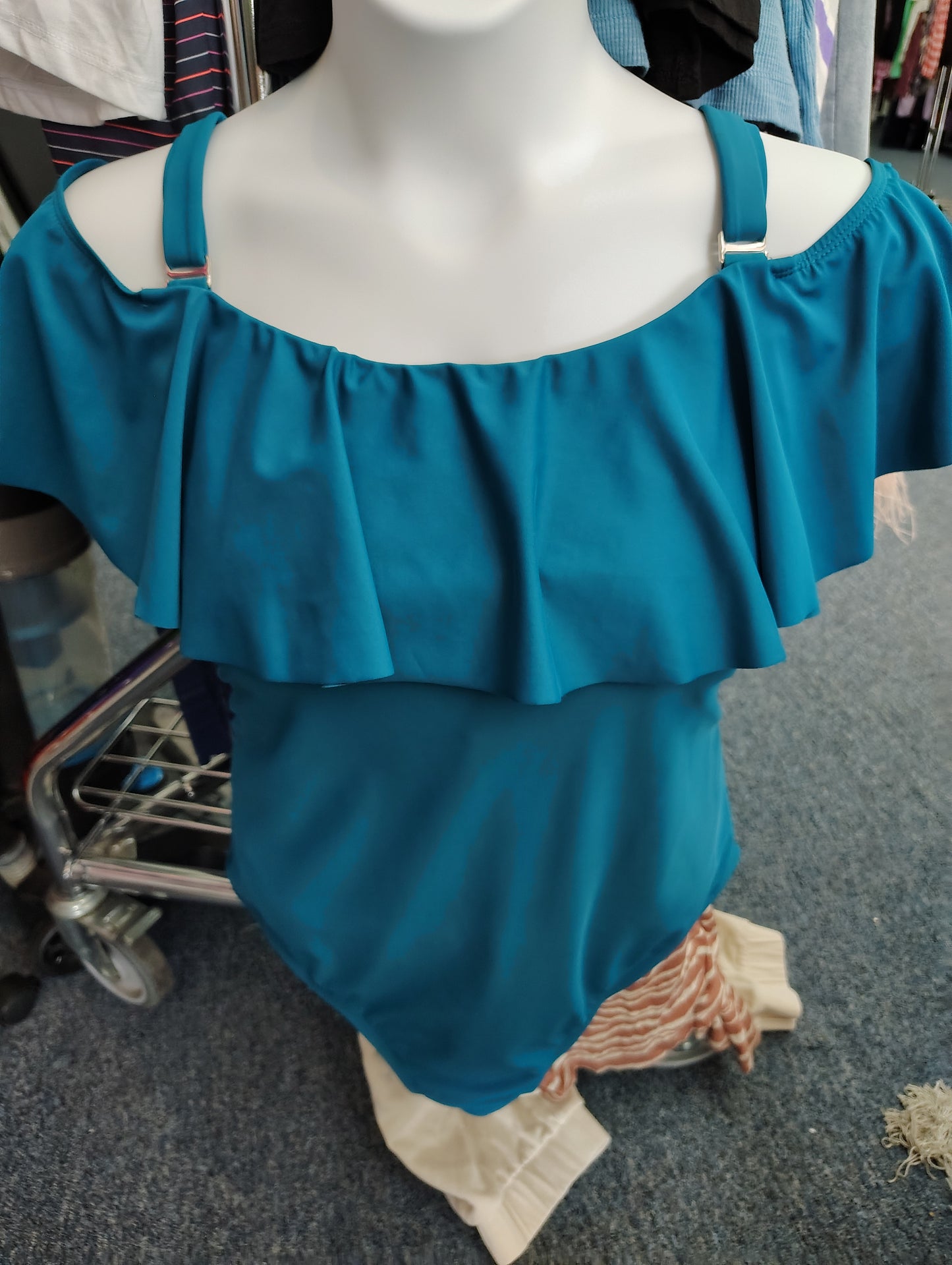 Time & Tru blue cold shoulder one piece swimsuit size 3x