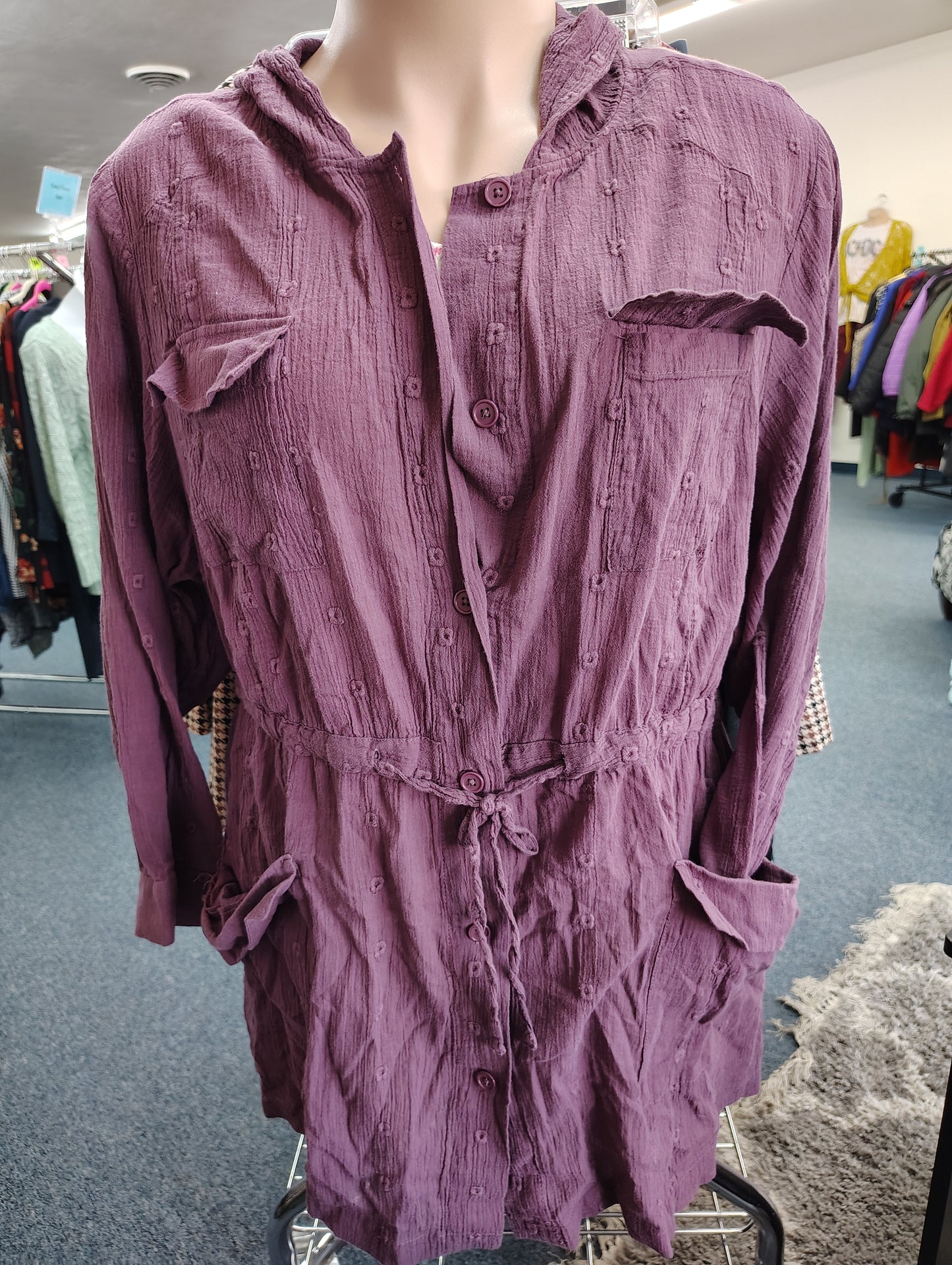 Torrid purple button front thermal hooded shirt size 6x