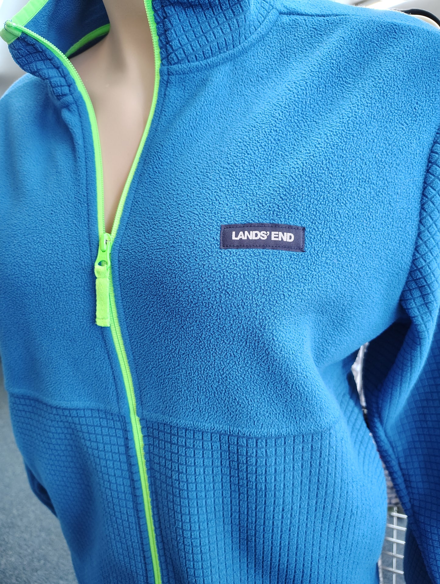 Land's End blue zip front fleece sweatshirt size xl