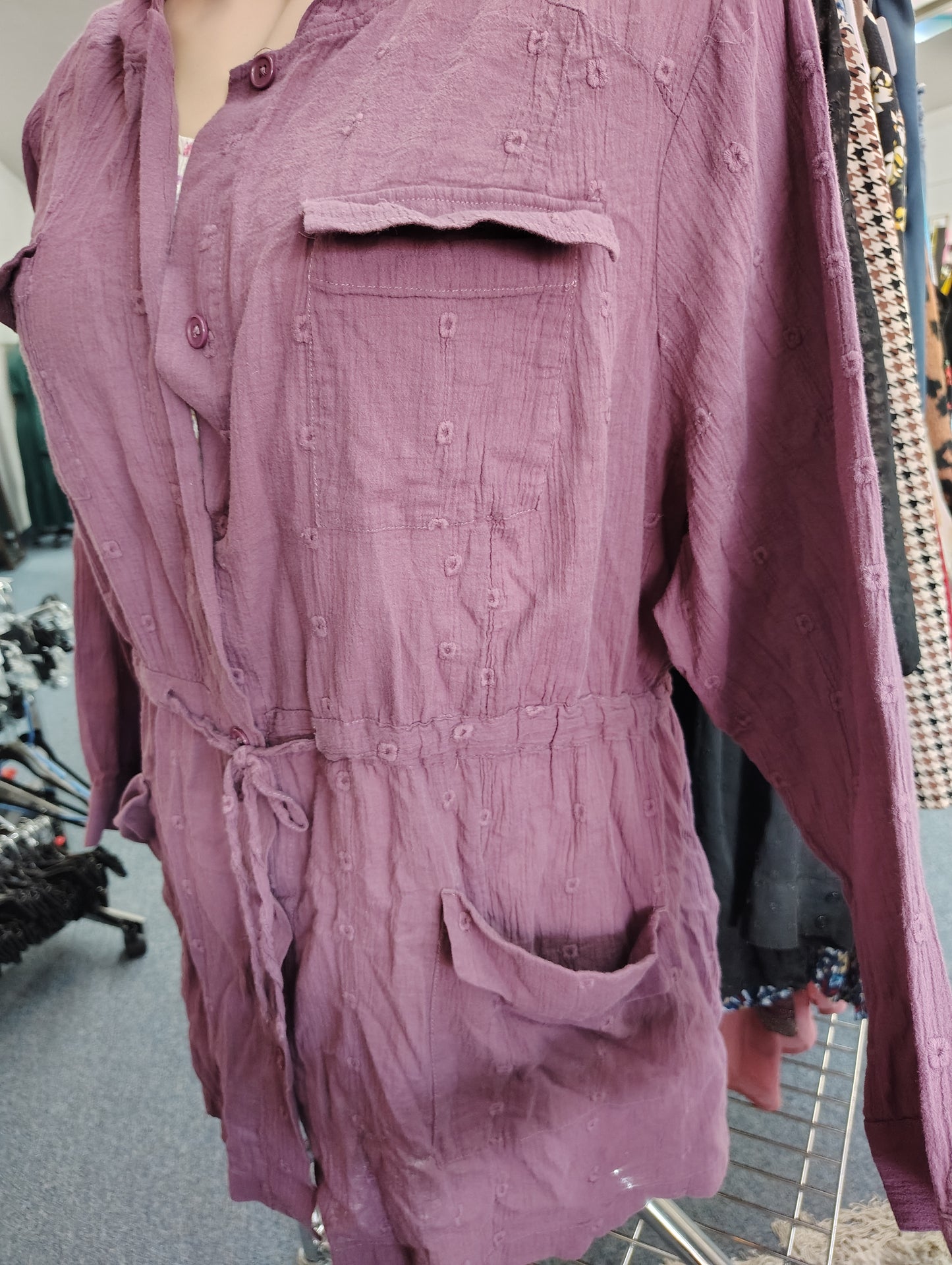 Torrid purple button front thermal hooded shirt size 6x