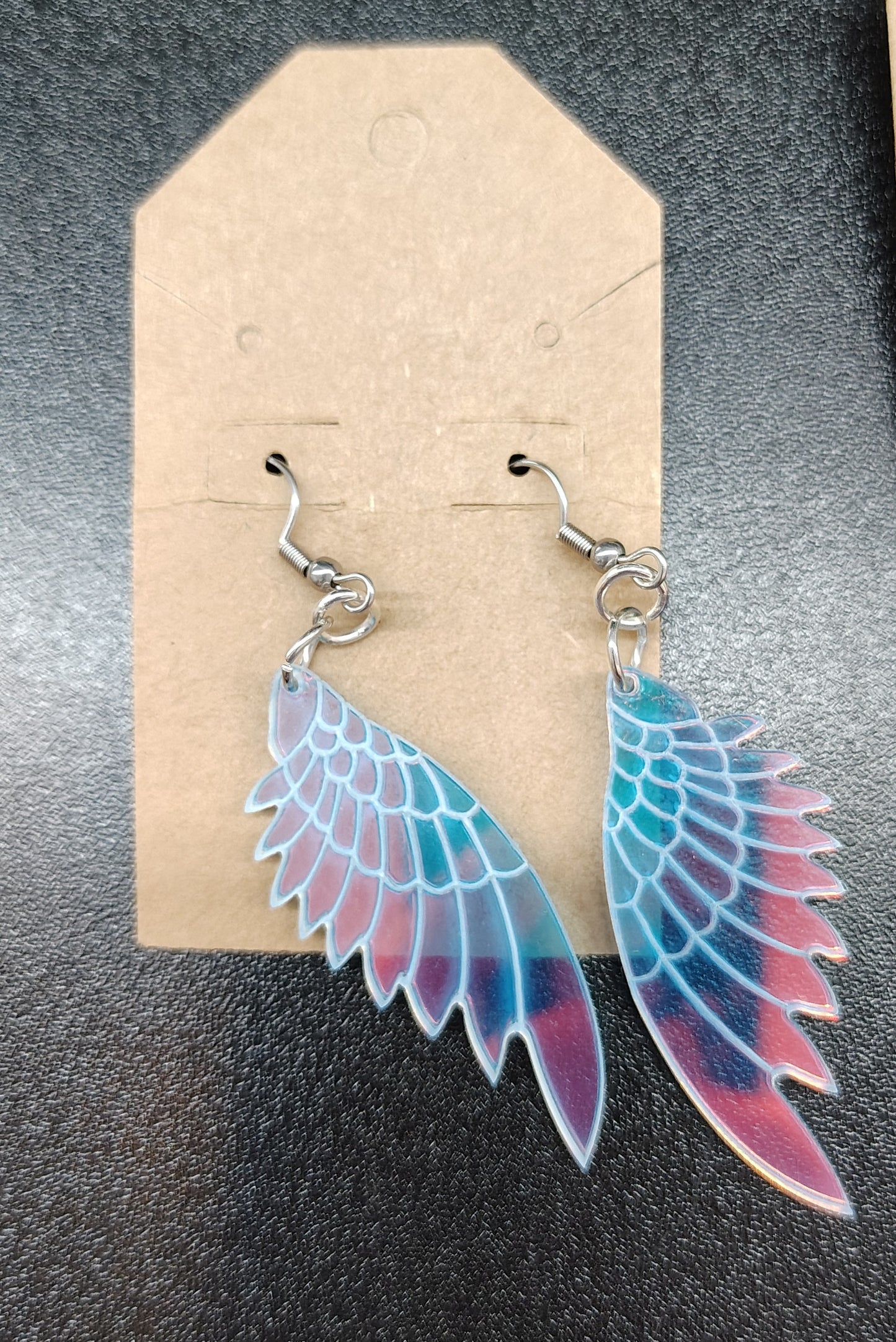 Iridescent lightweight wing earrings handmade