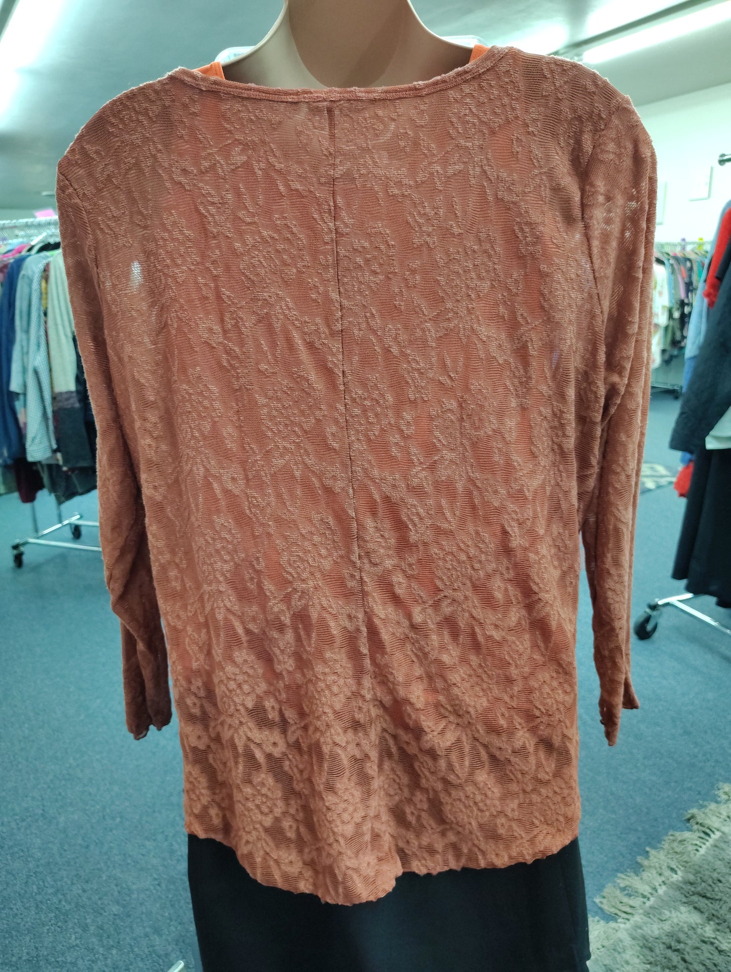Maurices lightweight lace long sleeve rust top 3x