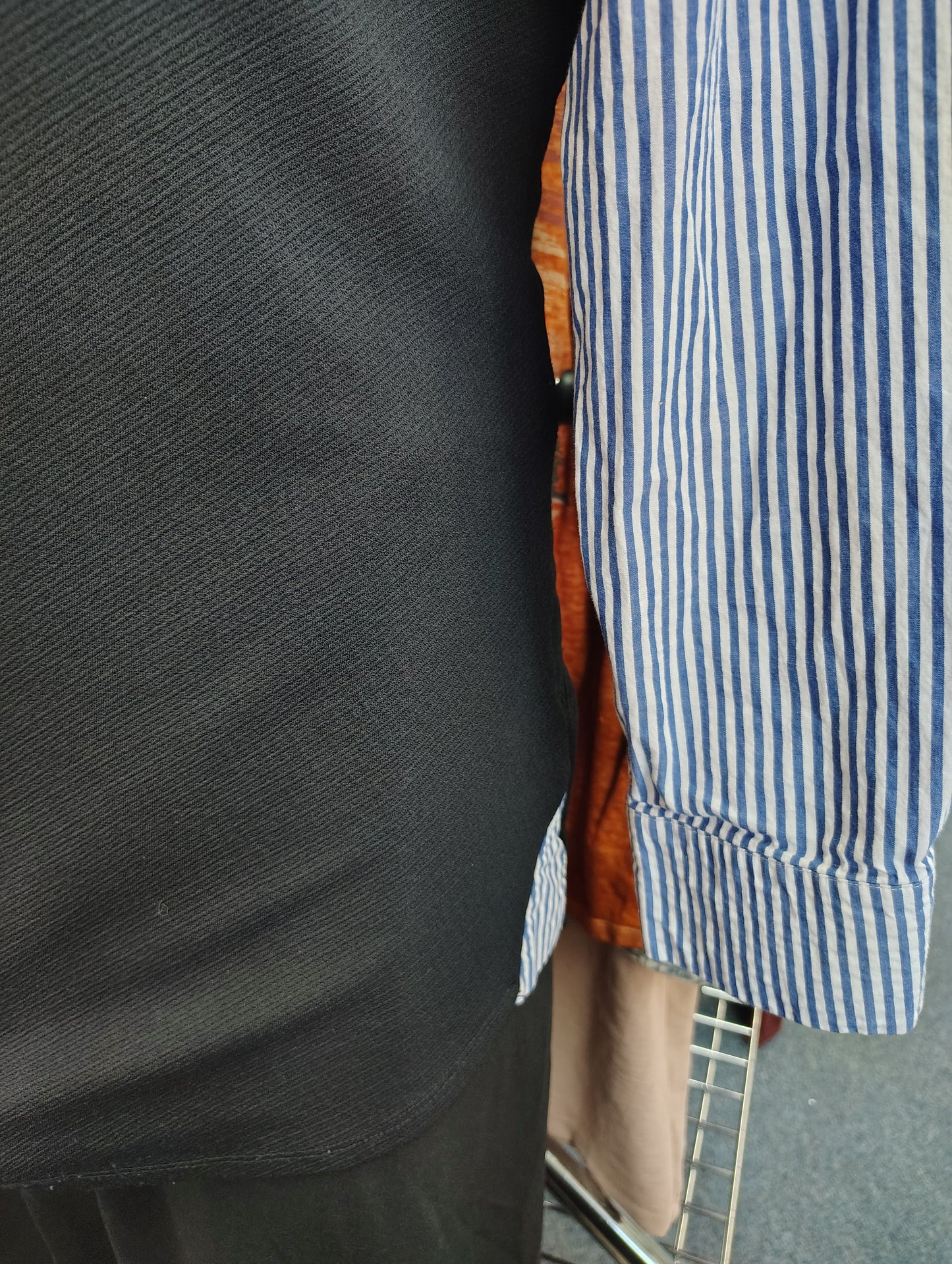 Lane Bryant black 2fer tunic top with striped sleeves 3x