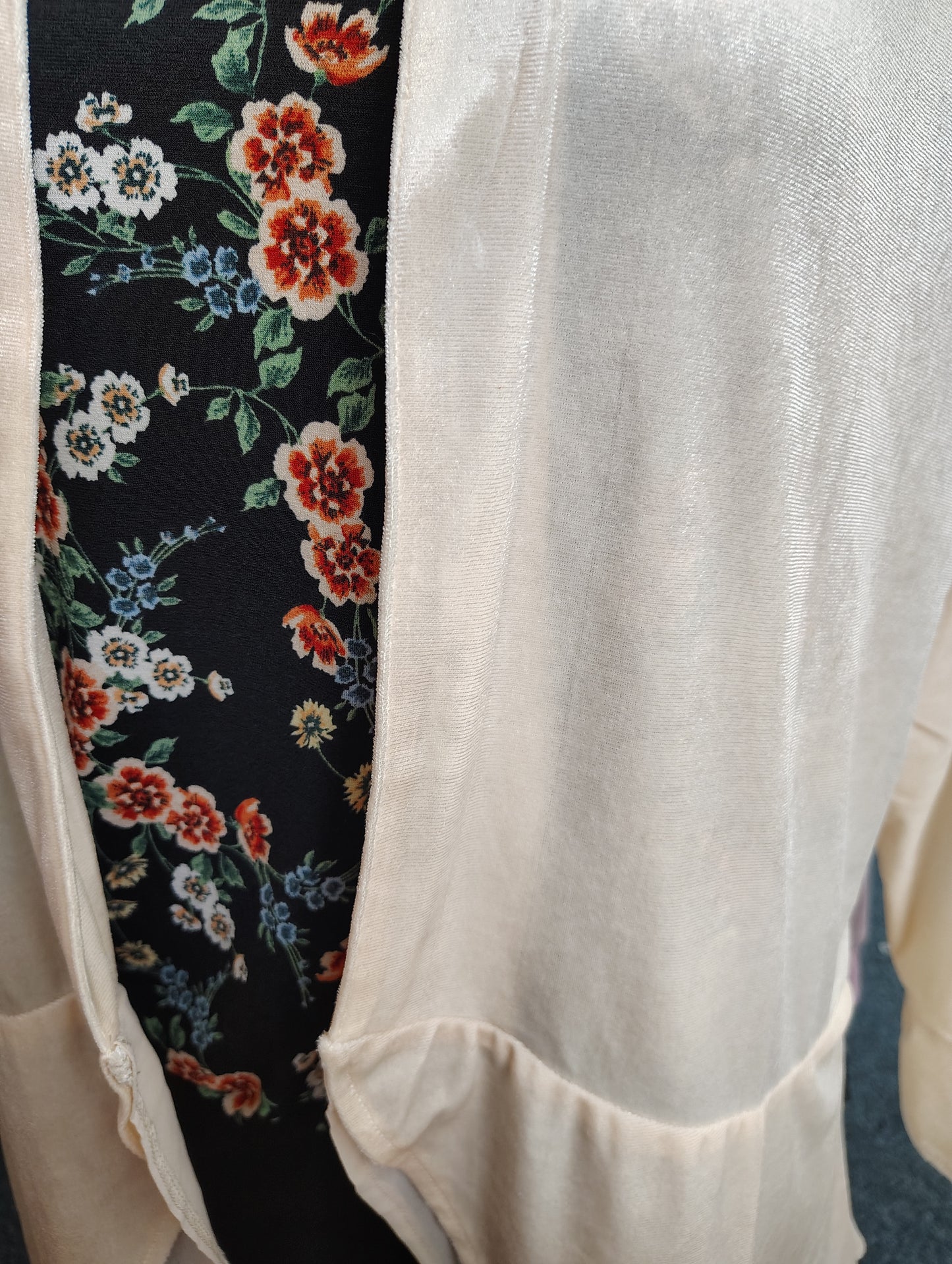 Kate & Mallory cream long velvet blazer jacket 1x