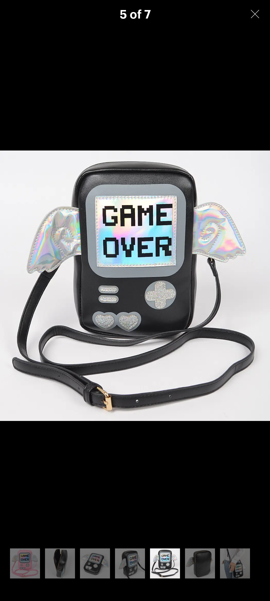 New "Game Over" black crossbody bag with wings