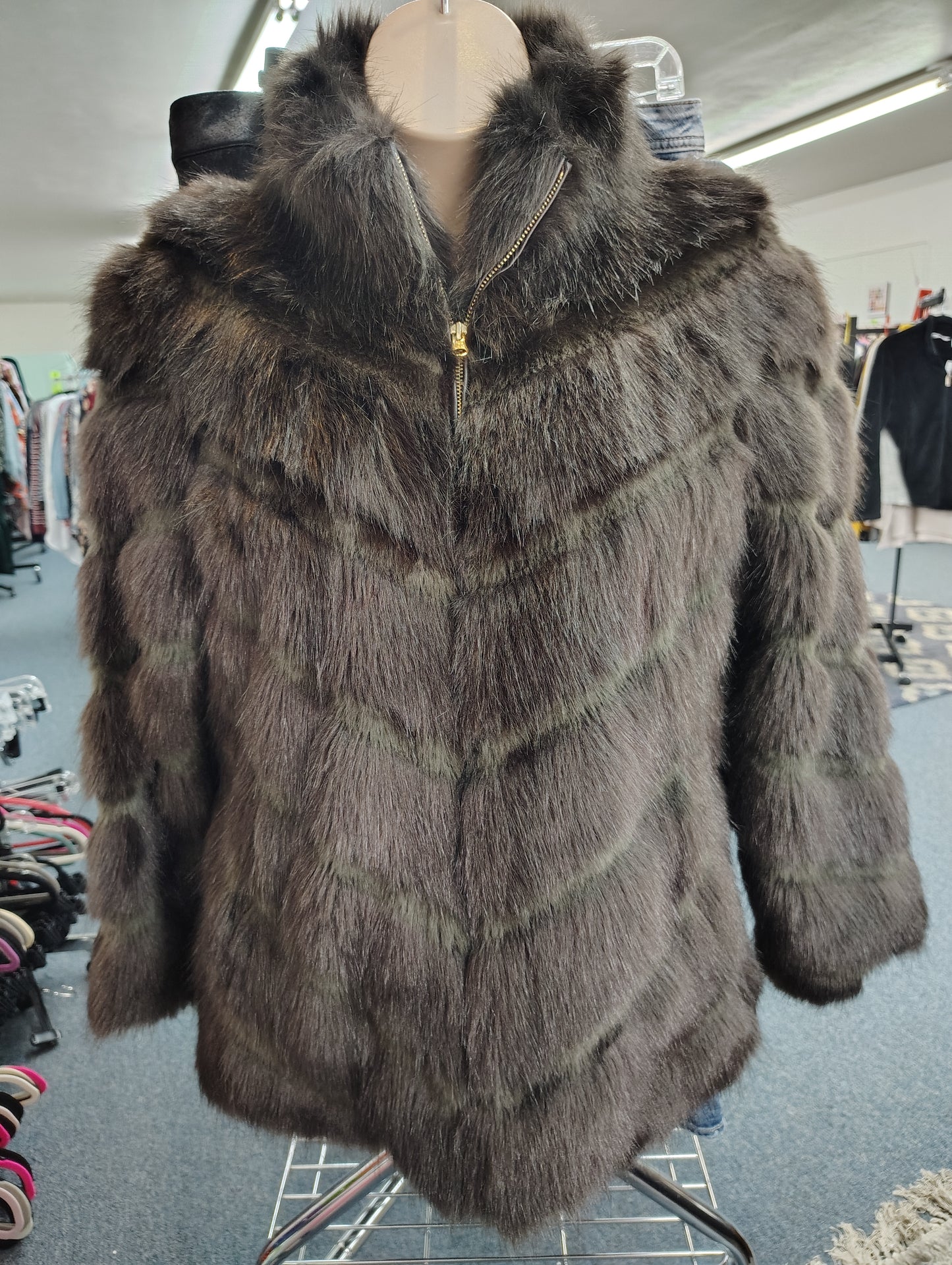 Donna Salyers Fabulous Furs brown faux fur coat size XL