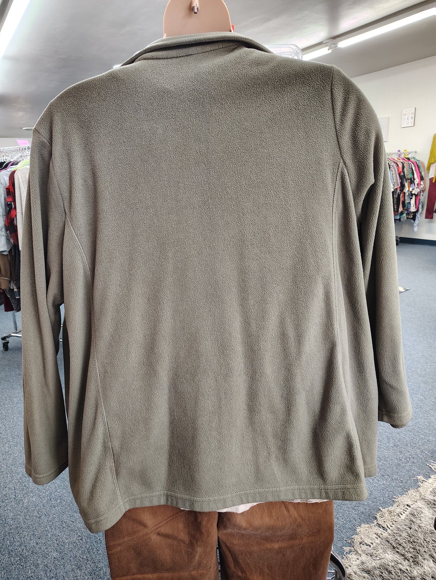 Land's End olive green fleece zip front jacket size 2x