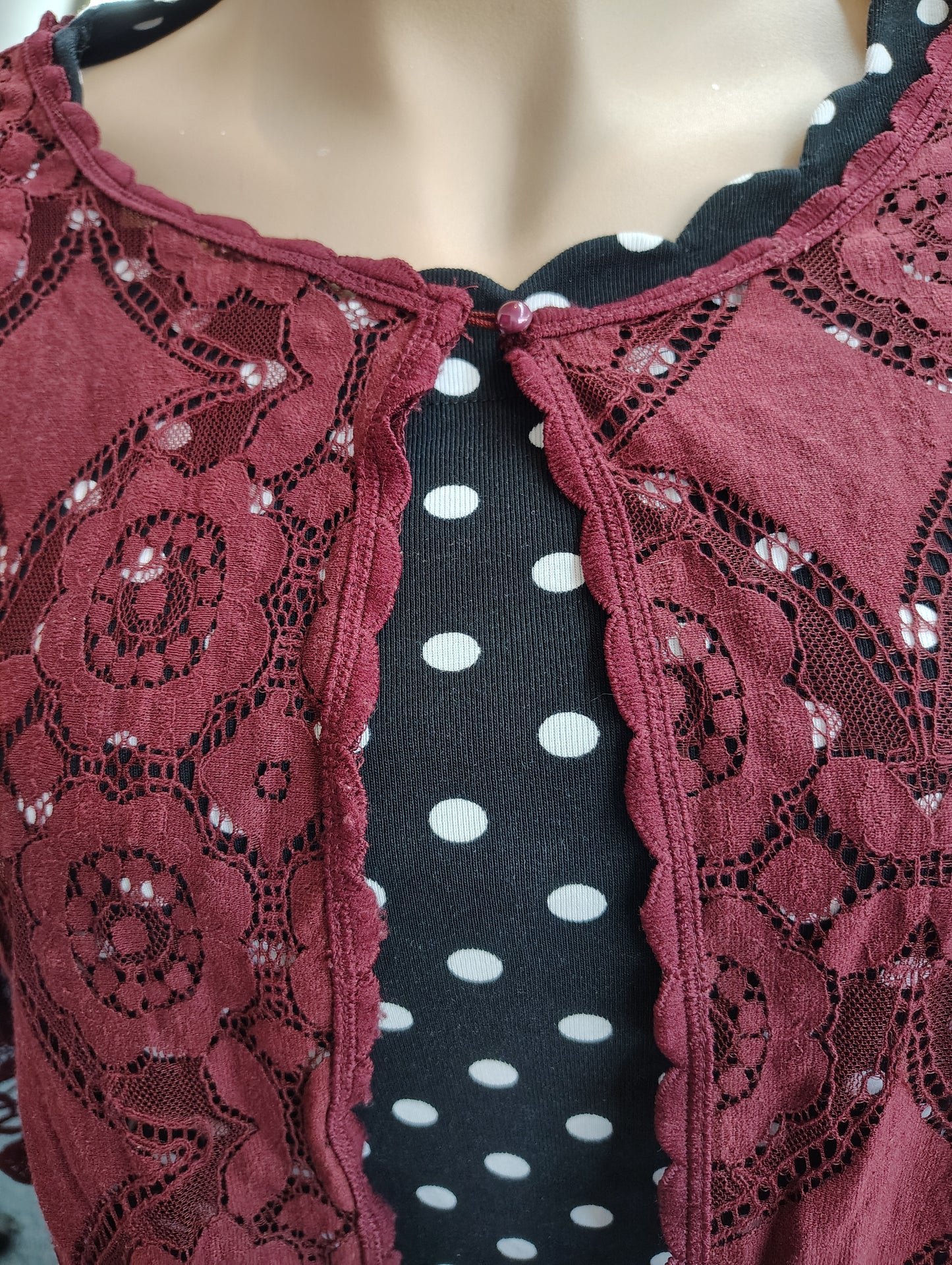 Indigo Thread red lace short sleeve coverup kimono size xl