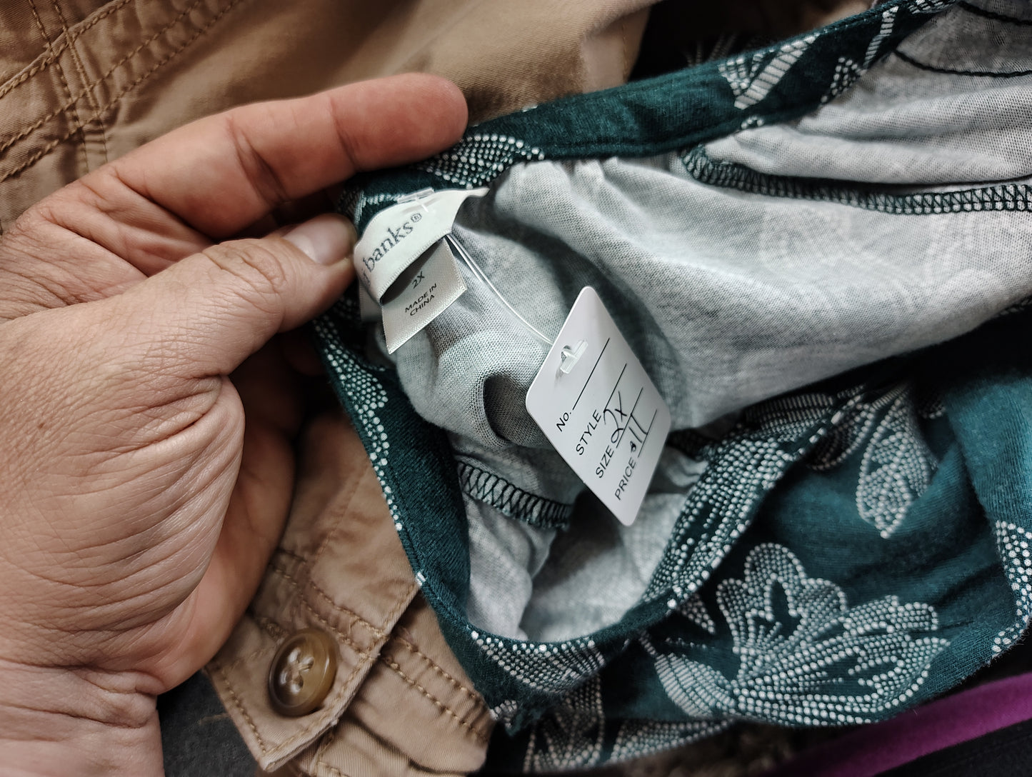 CJ Banks green floral knit top size 2x