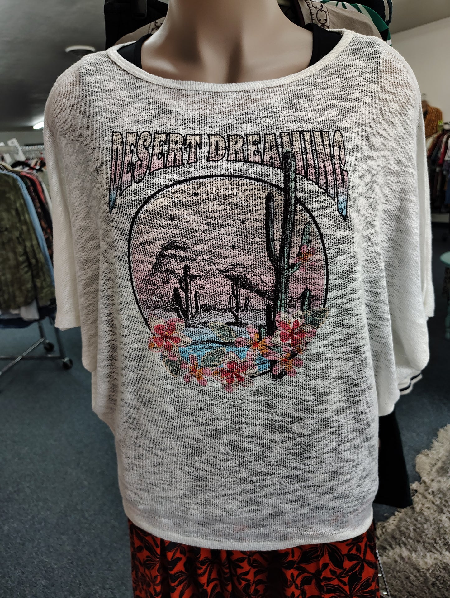 White semi sheer Desert sweater top size xl