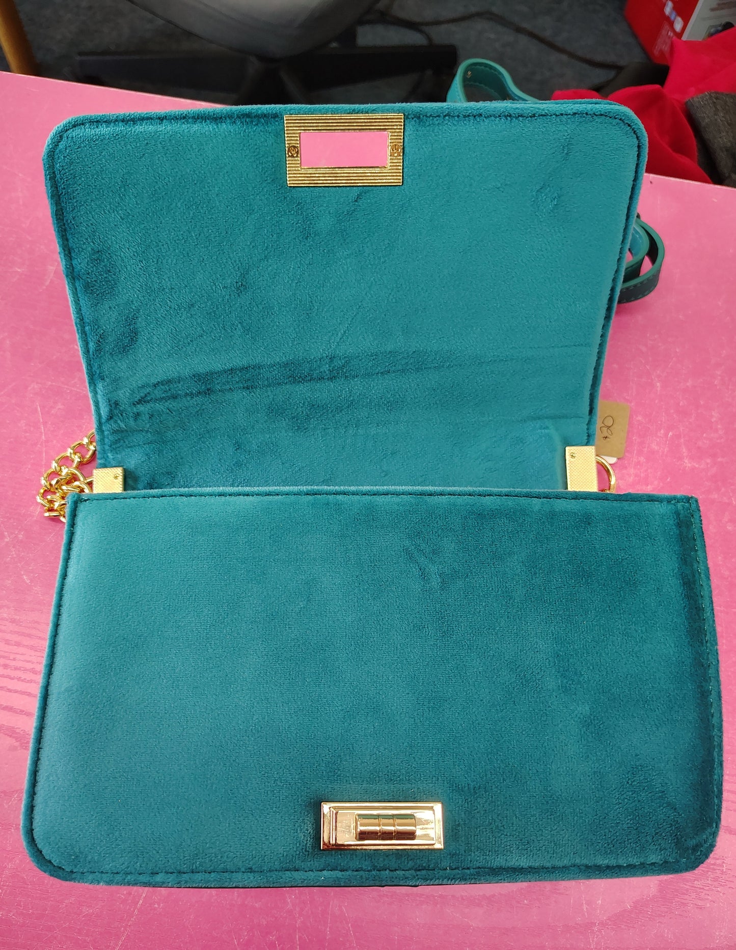 New teal quilted velvet crossbody bag purse