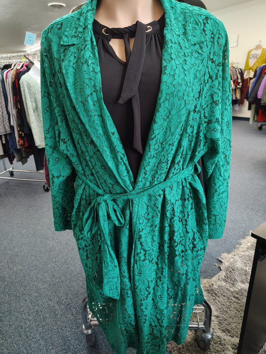 Torrid NWT bright green lace duster jacket size 5x