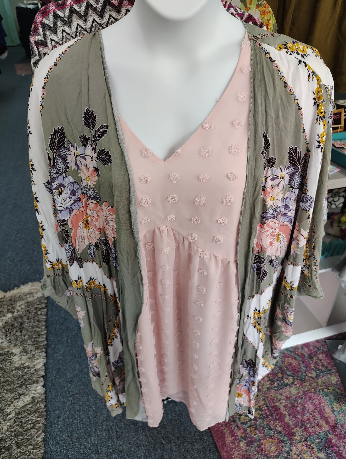 Kirundo blush pink raised dot babydoll dress xl