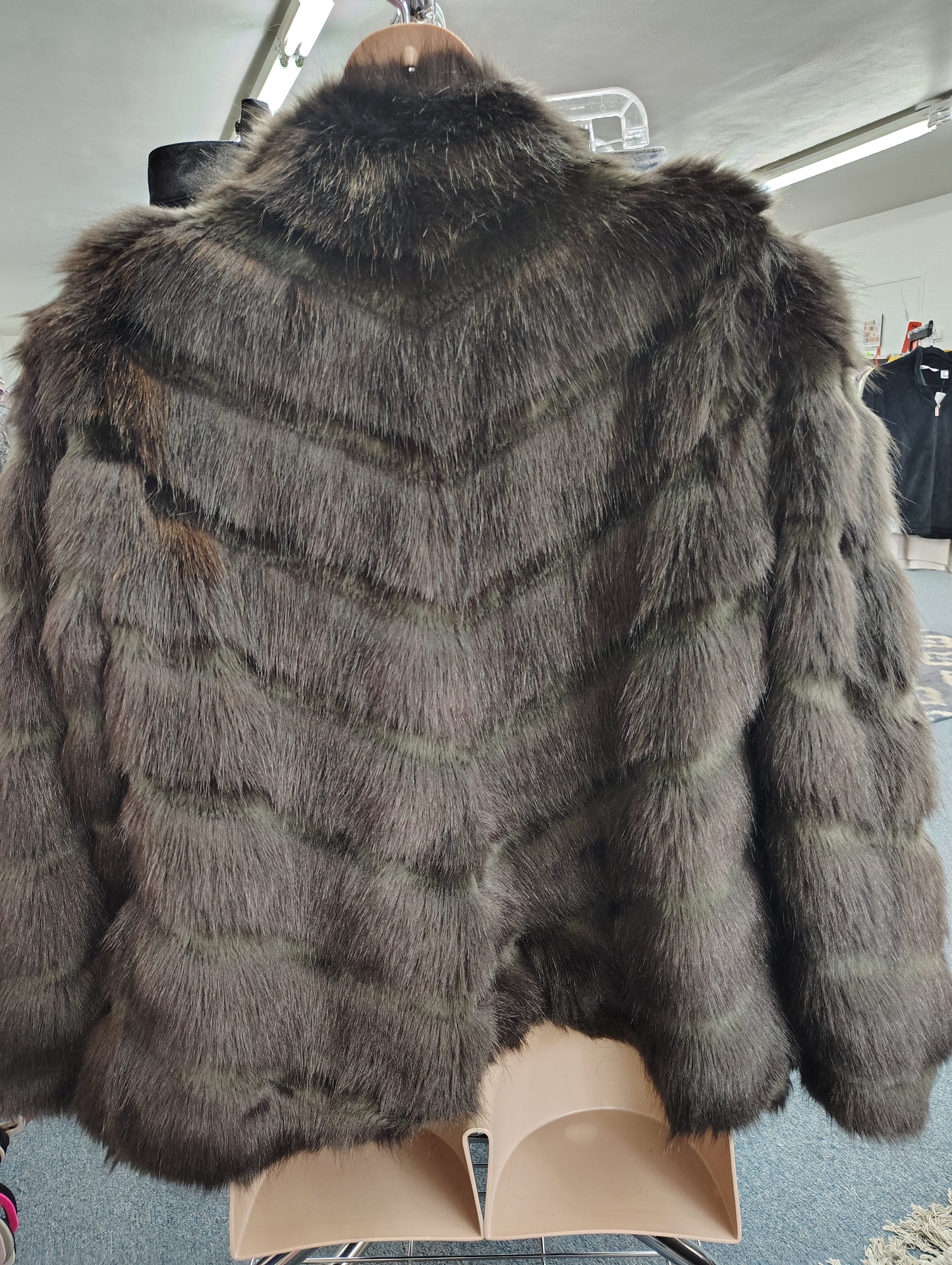 Donna Salyers Fabulous Furs brown faux fur coat size XL