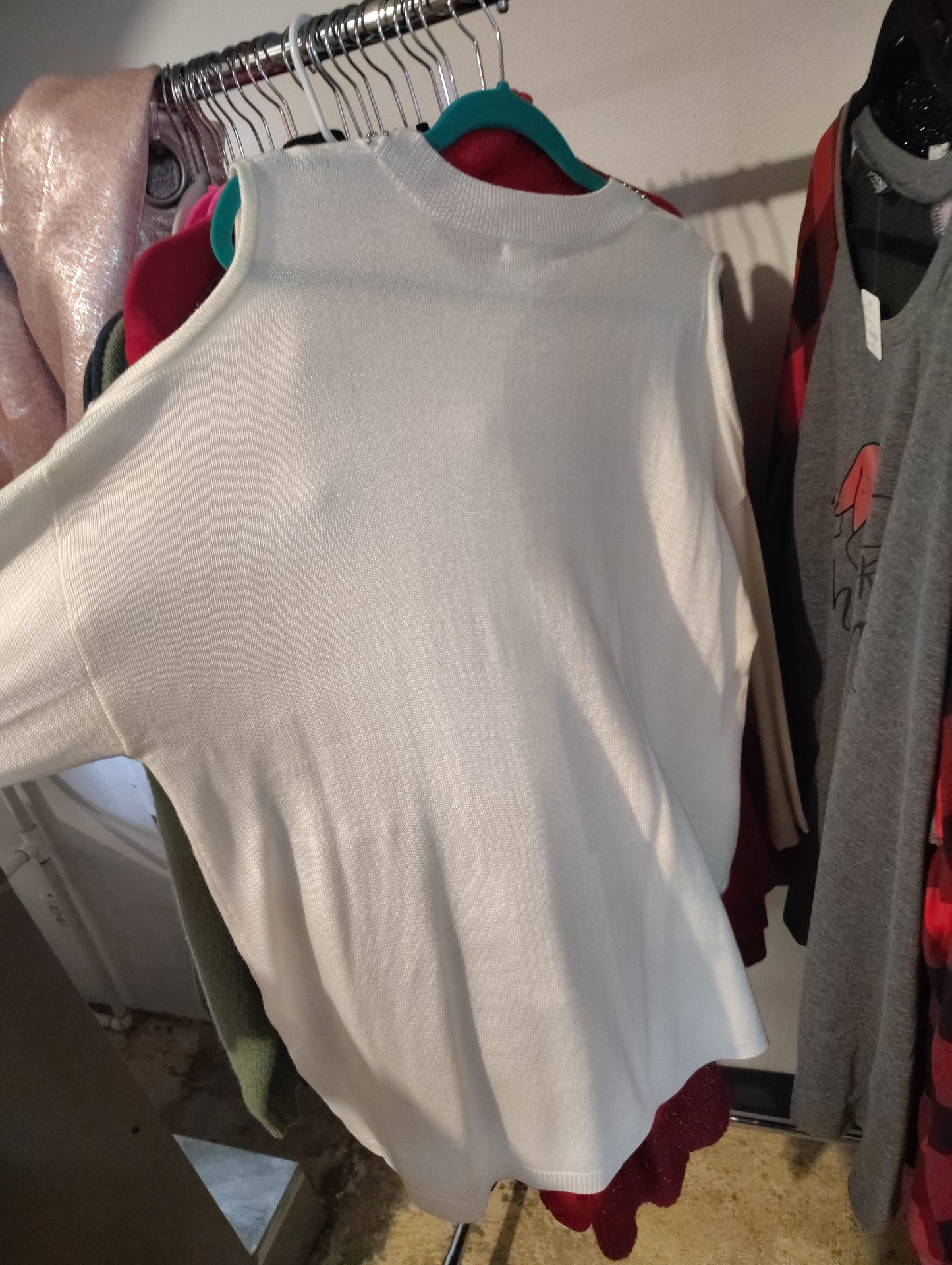 Cato cold shoulder white sweater with beading size 2x