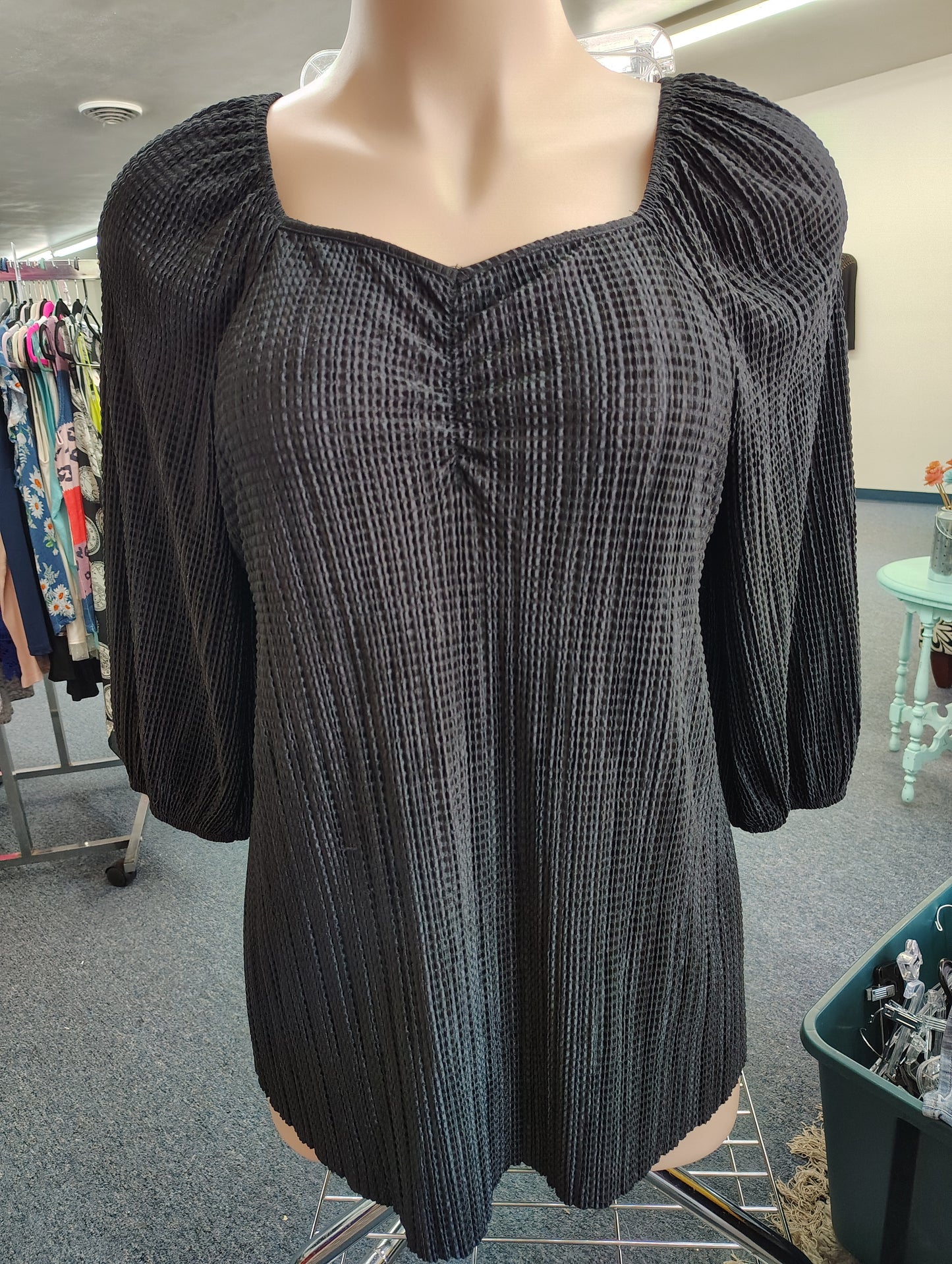 Cato black pleat dressy top size 2x