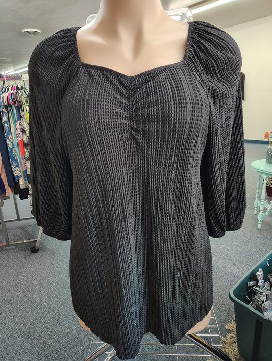 Cato black pleat dressy top size 2x