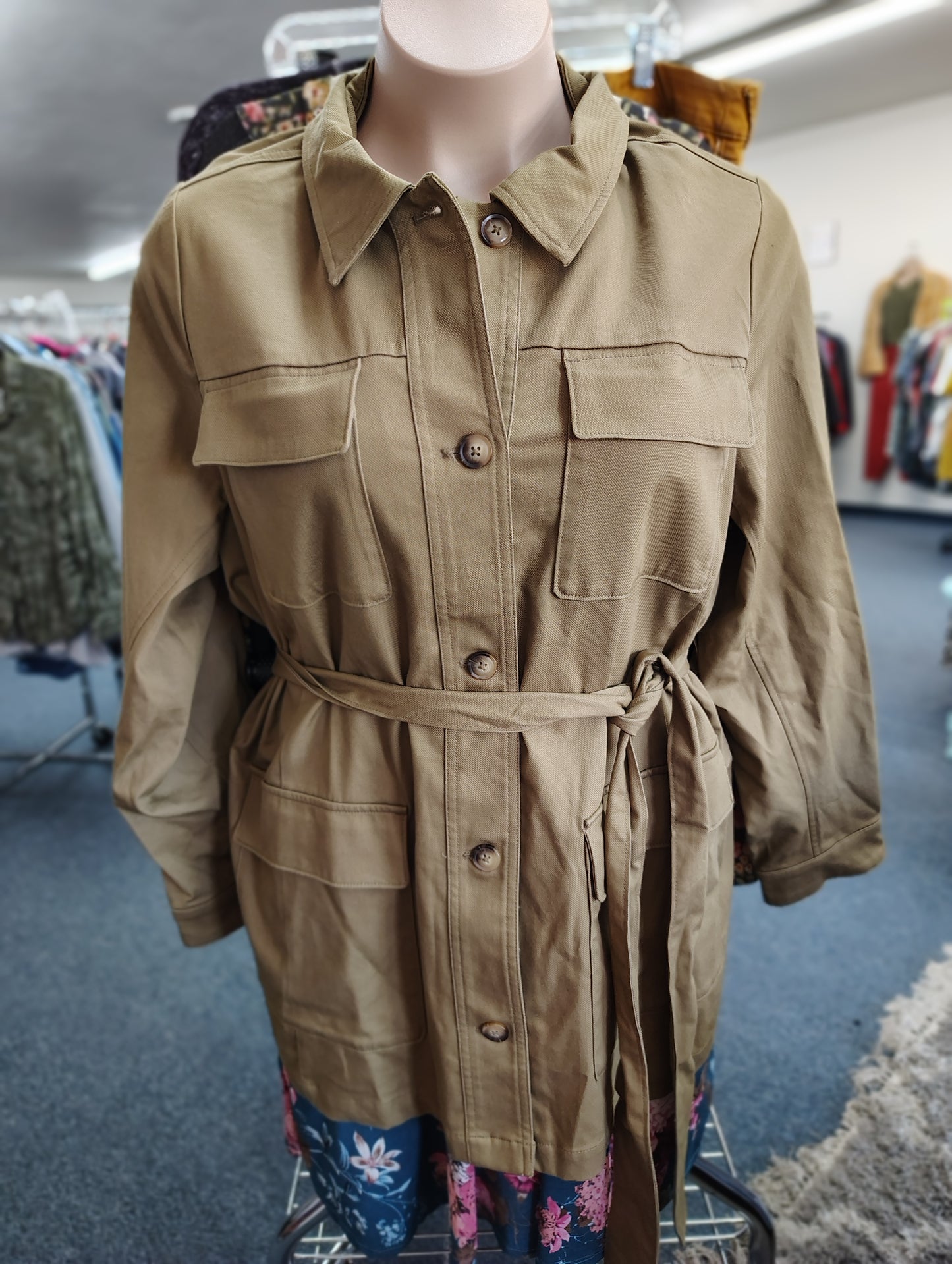 Lane Bryant NWOT green belted utility canvas jacket size 22 3x