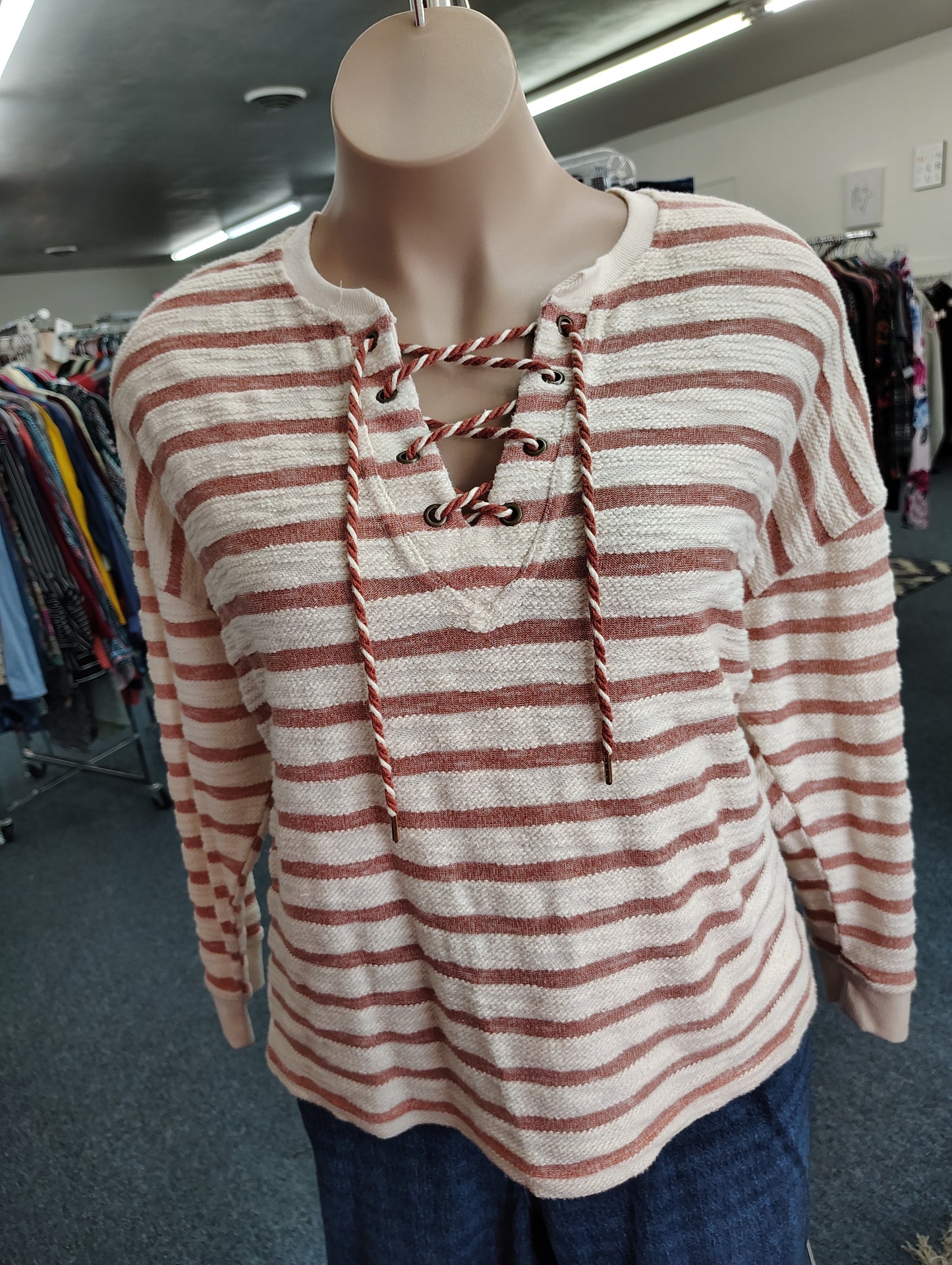 Maurices striped sweatshirt with laceup neck size 4x