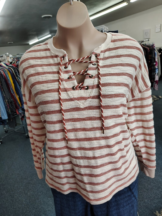 Maurices striped sweatshirt with laceup neck size 4x