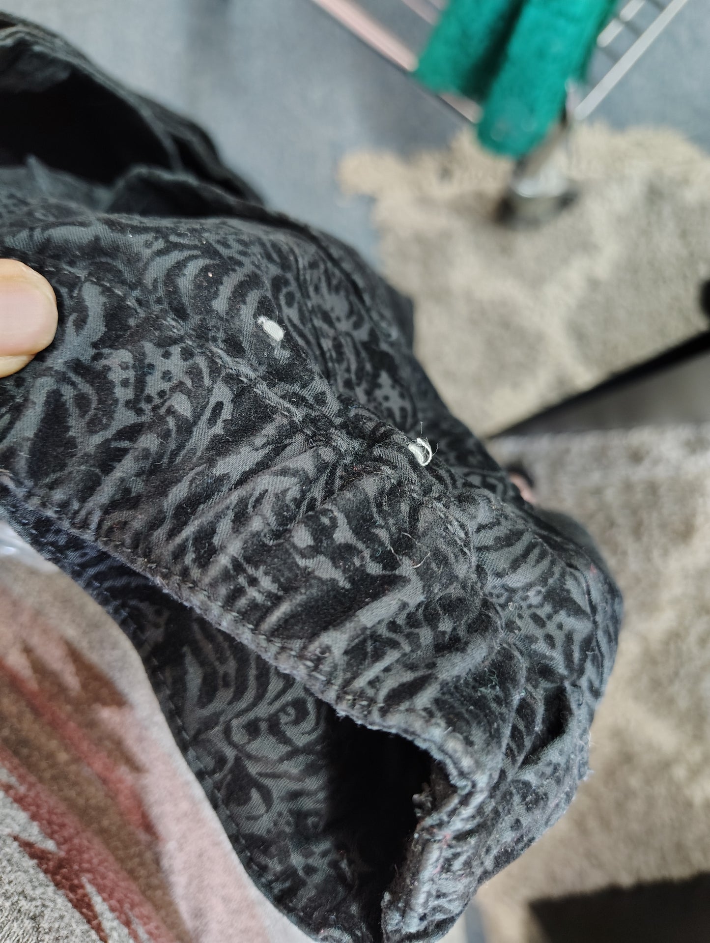 Catherines black velvet pattern jeans size 30W