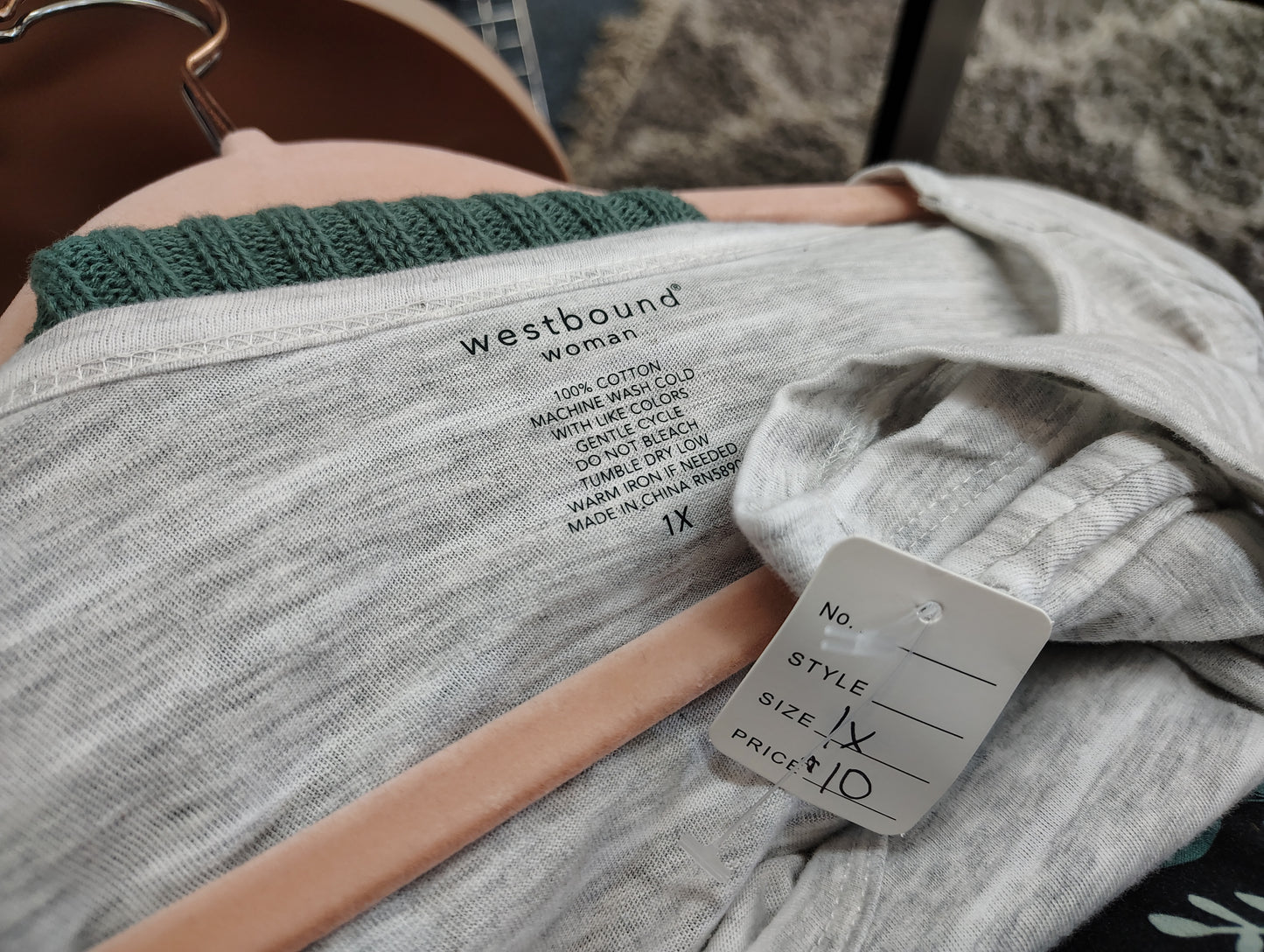 Westbound gray striped tee with lace bottom size 1x