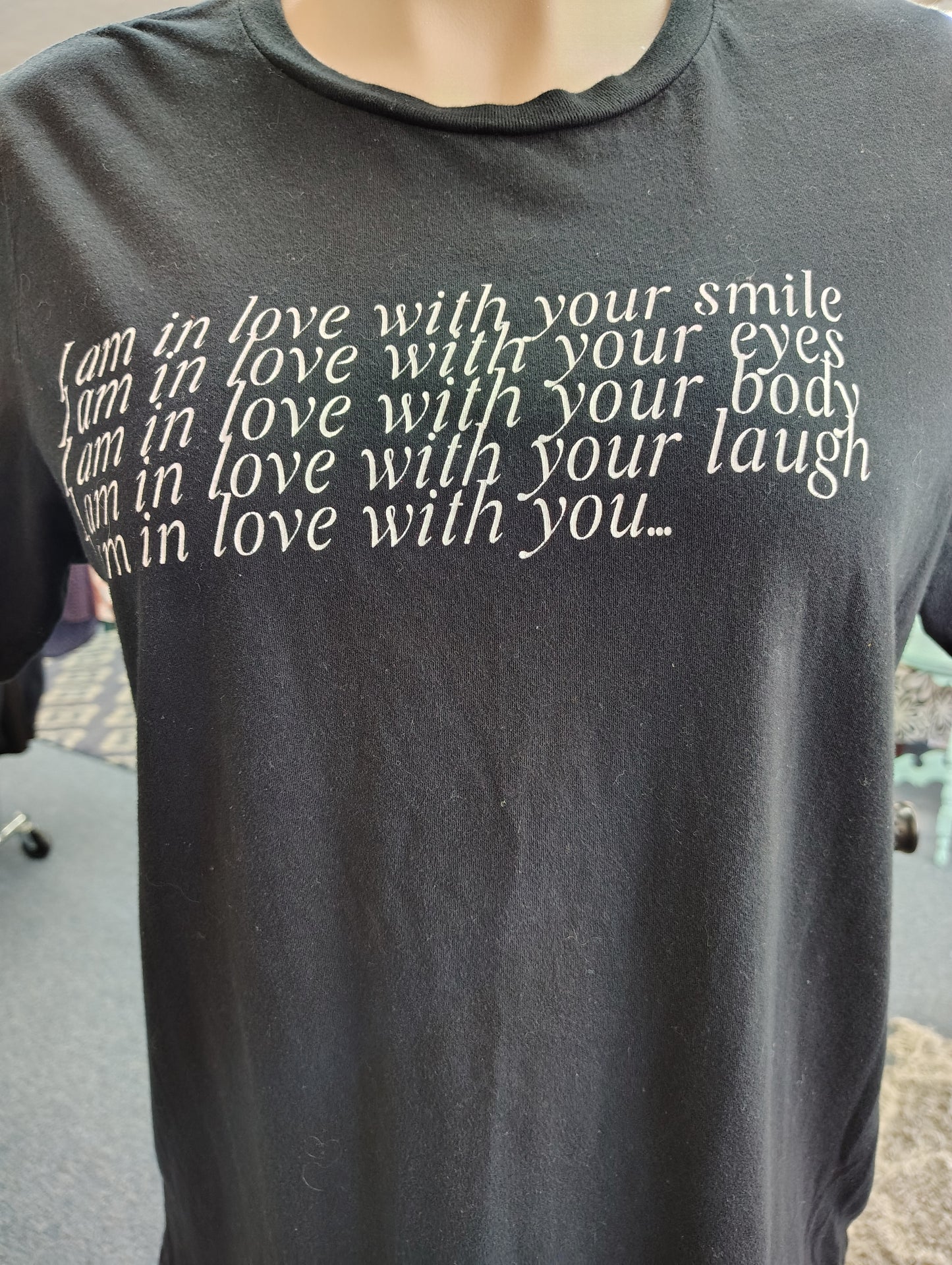 In love with you black graphic tee xl