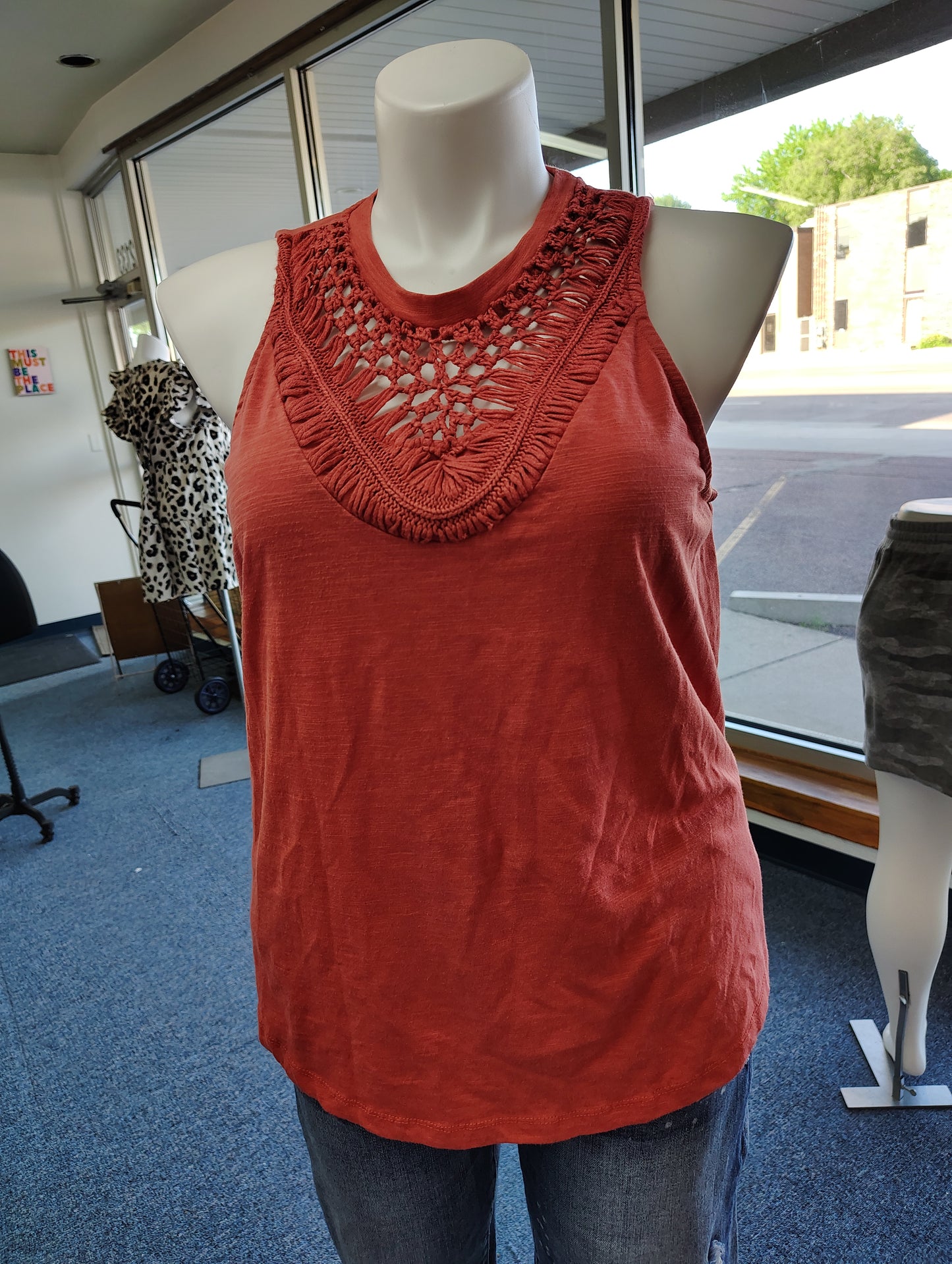 Maurices crochet neck knit tank top size 1x