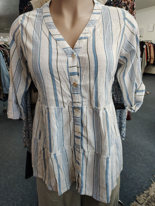 Club Z NWT tiered linen button front babydoll top size 1x