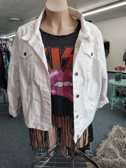 Woman Within white denim jacket 4x