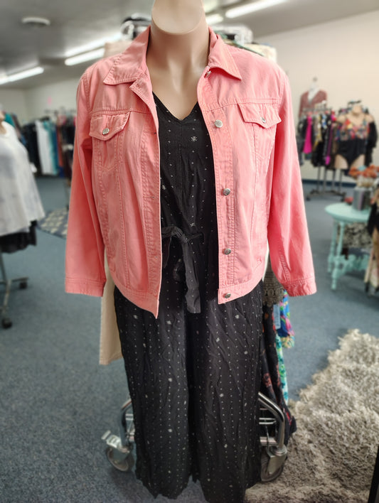 Chaps coral colored denim jacket size 1x
