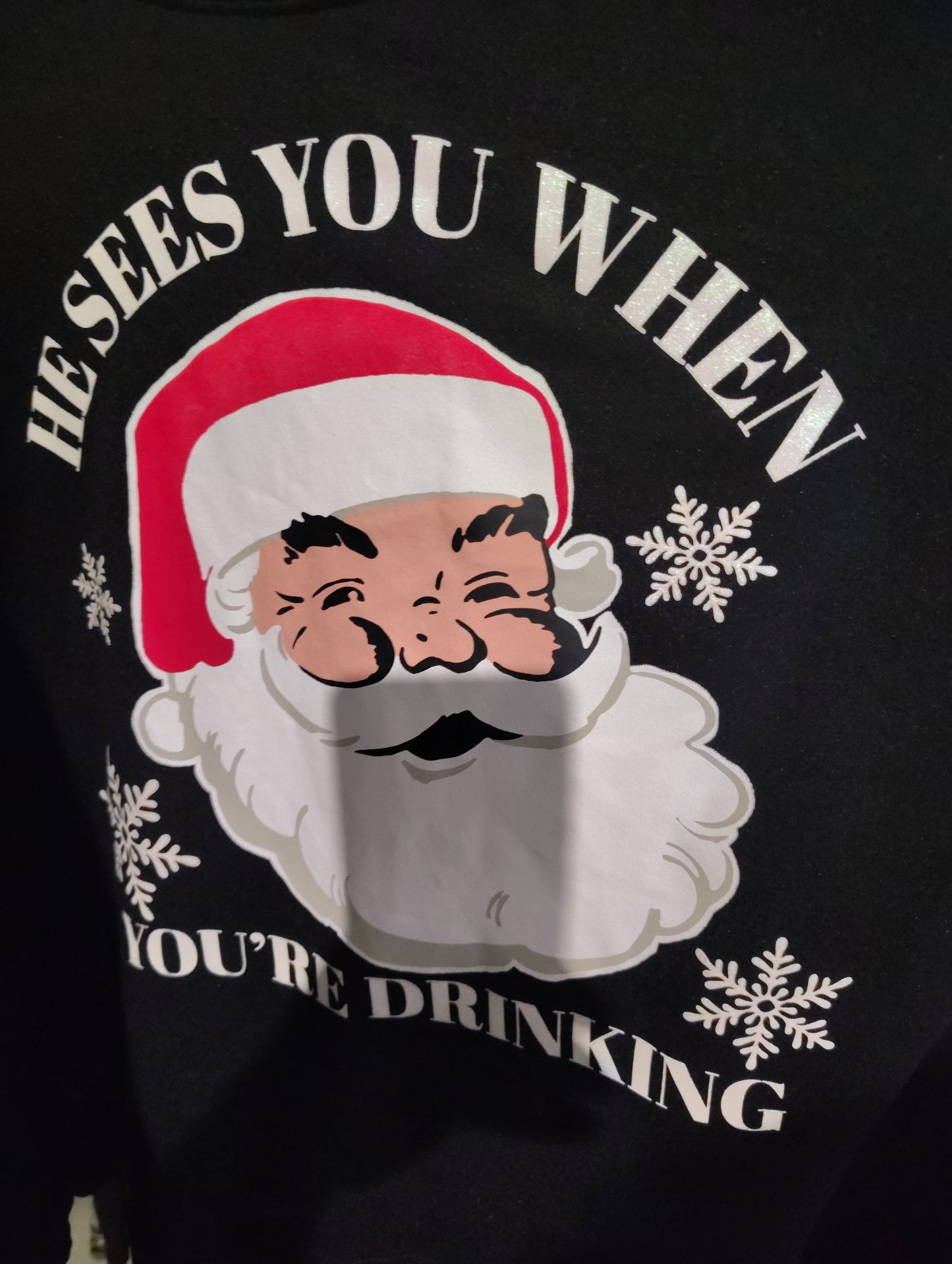 Terra & Sky black Santa sees you drinking sweatshirt 4x