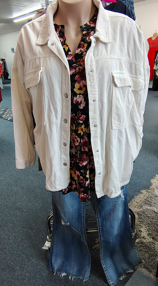 Celebrity Pink cream corduroy button front jacket xxxl